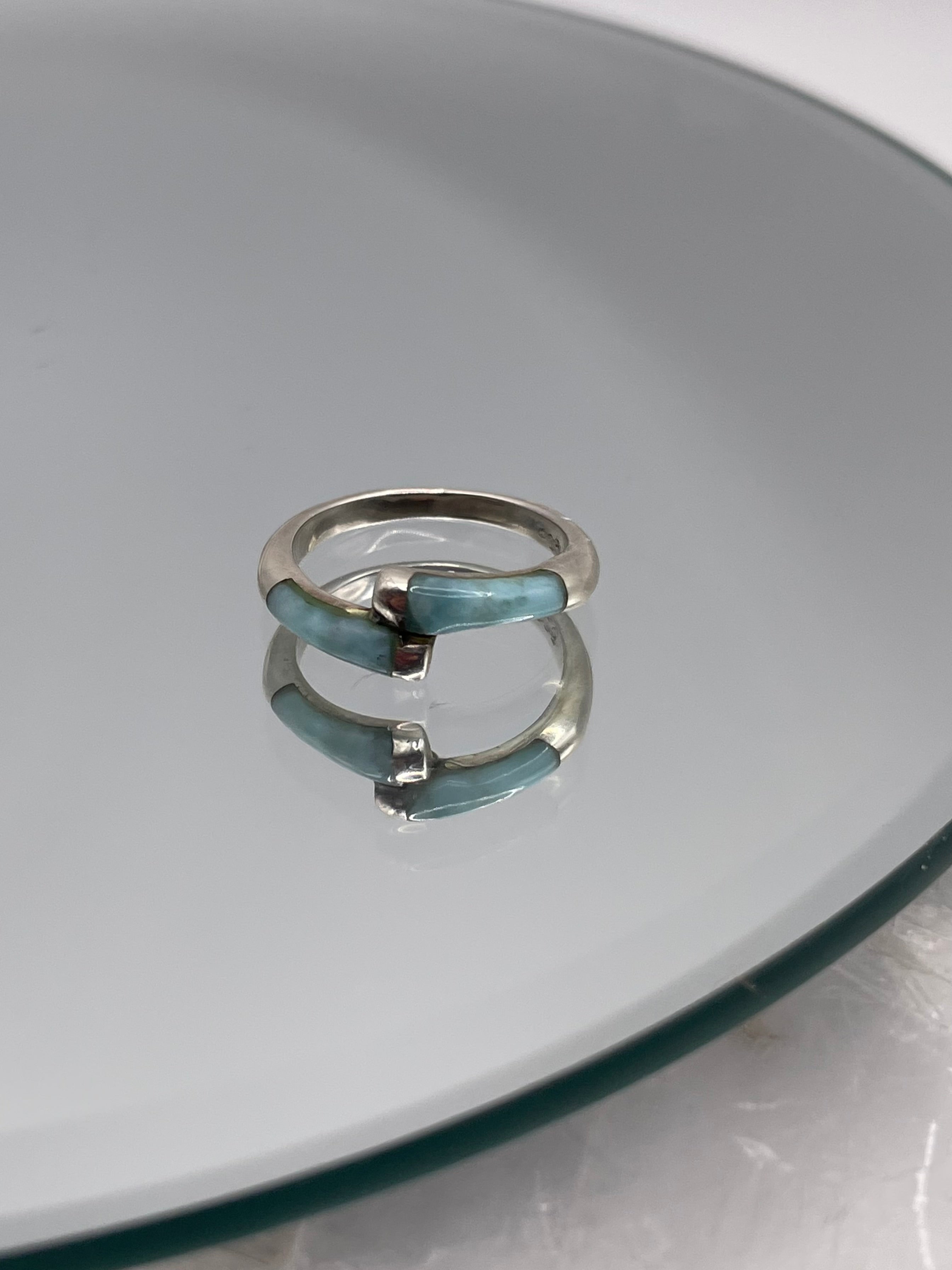 Sterling Silver Larimar Wrap Style Ring