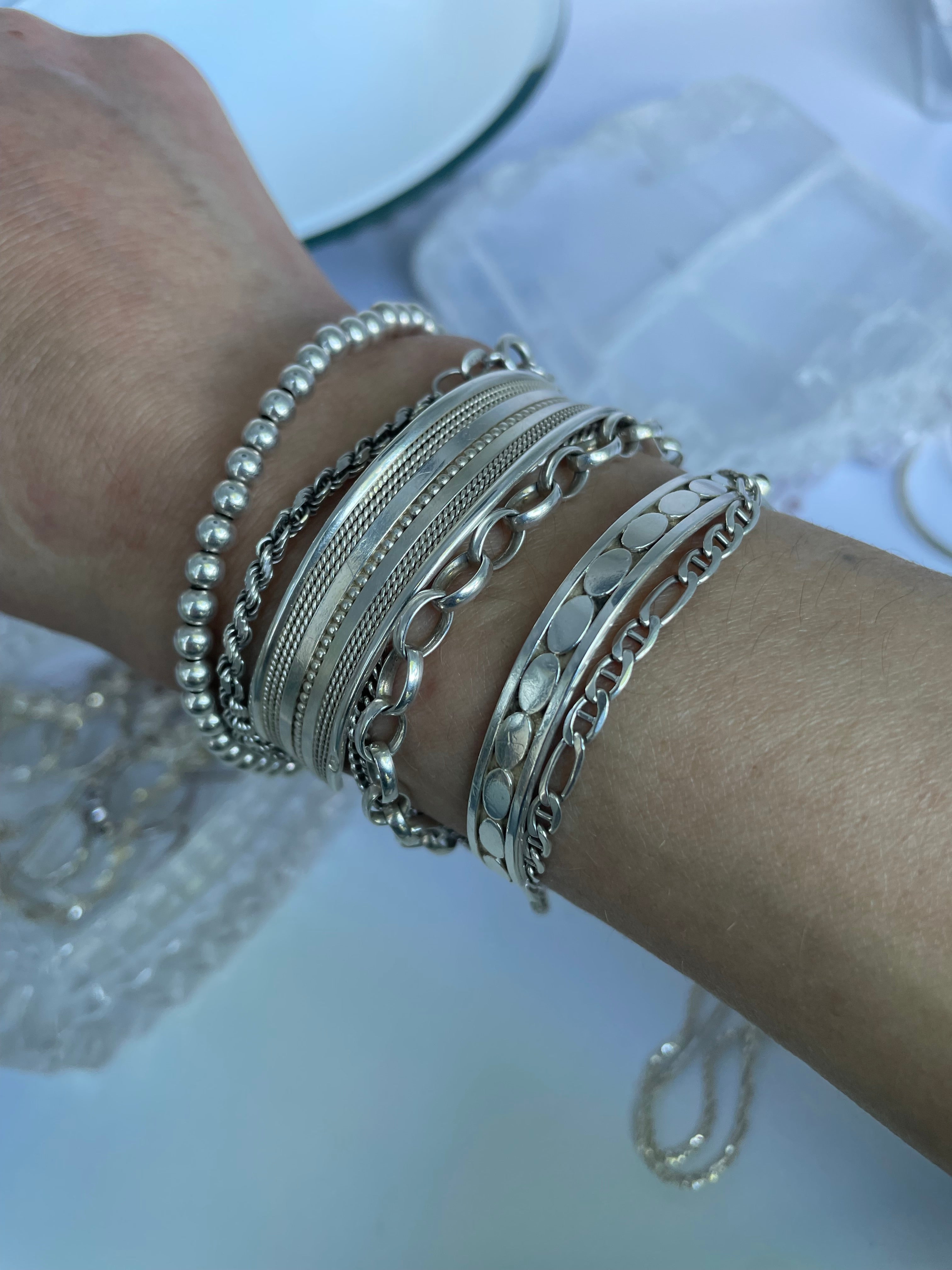Vintage Sterling Silver Charm Link Bracelet