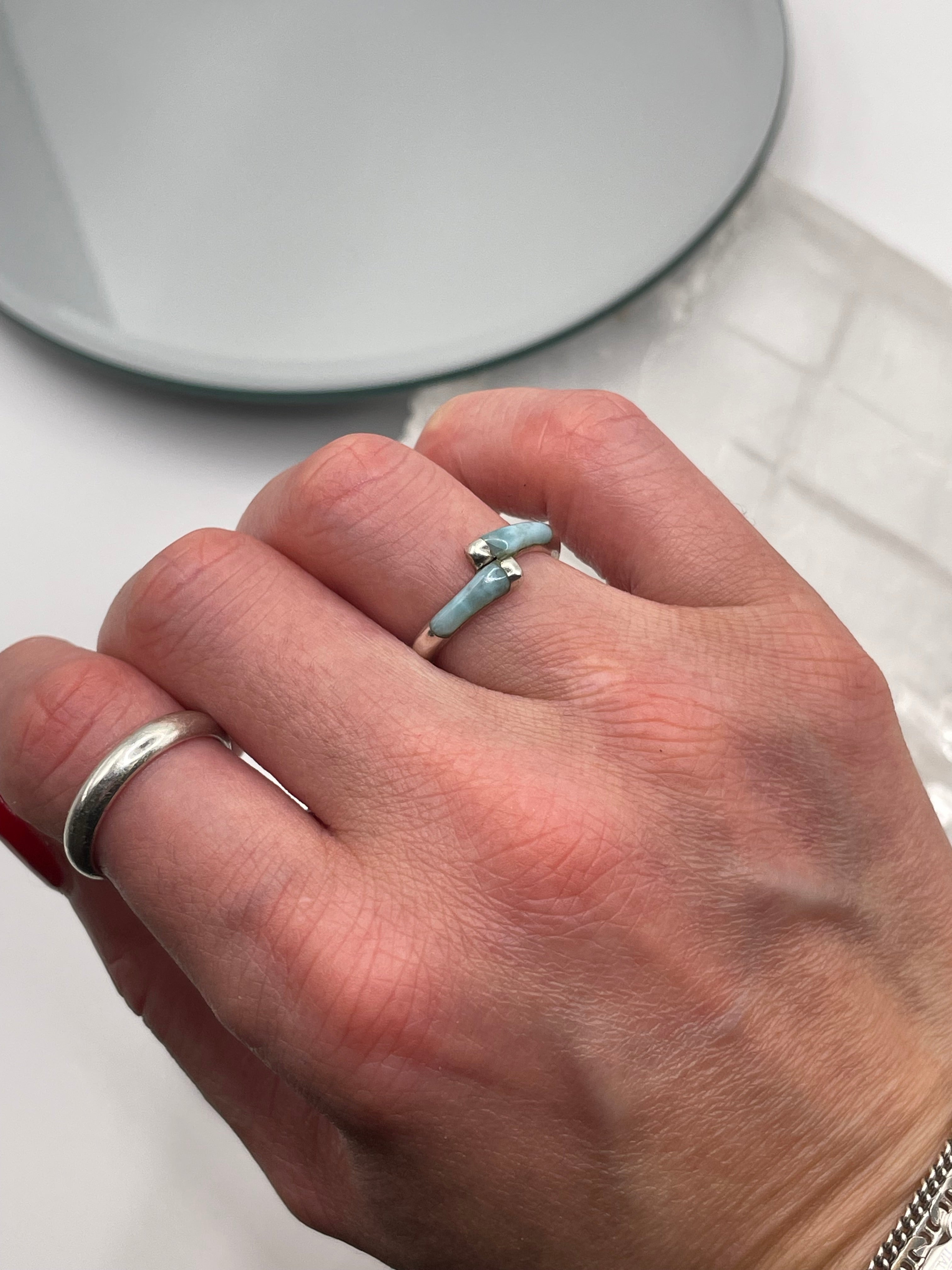 Sterling Silver Larimar Wrap Style Ring