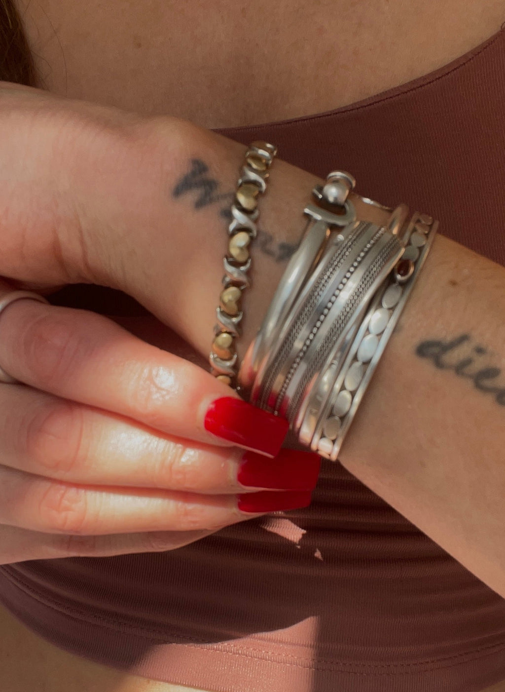 Silver & Gold XOXO MOM Bracelet