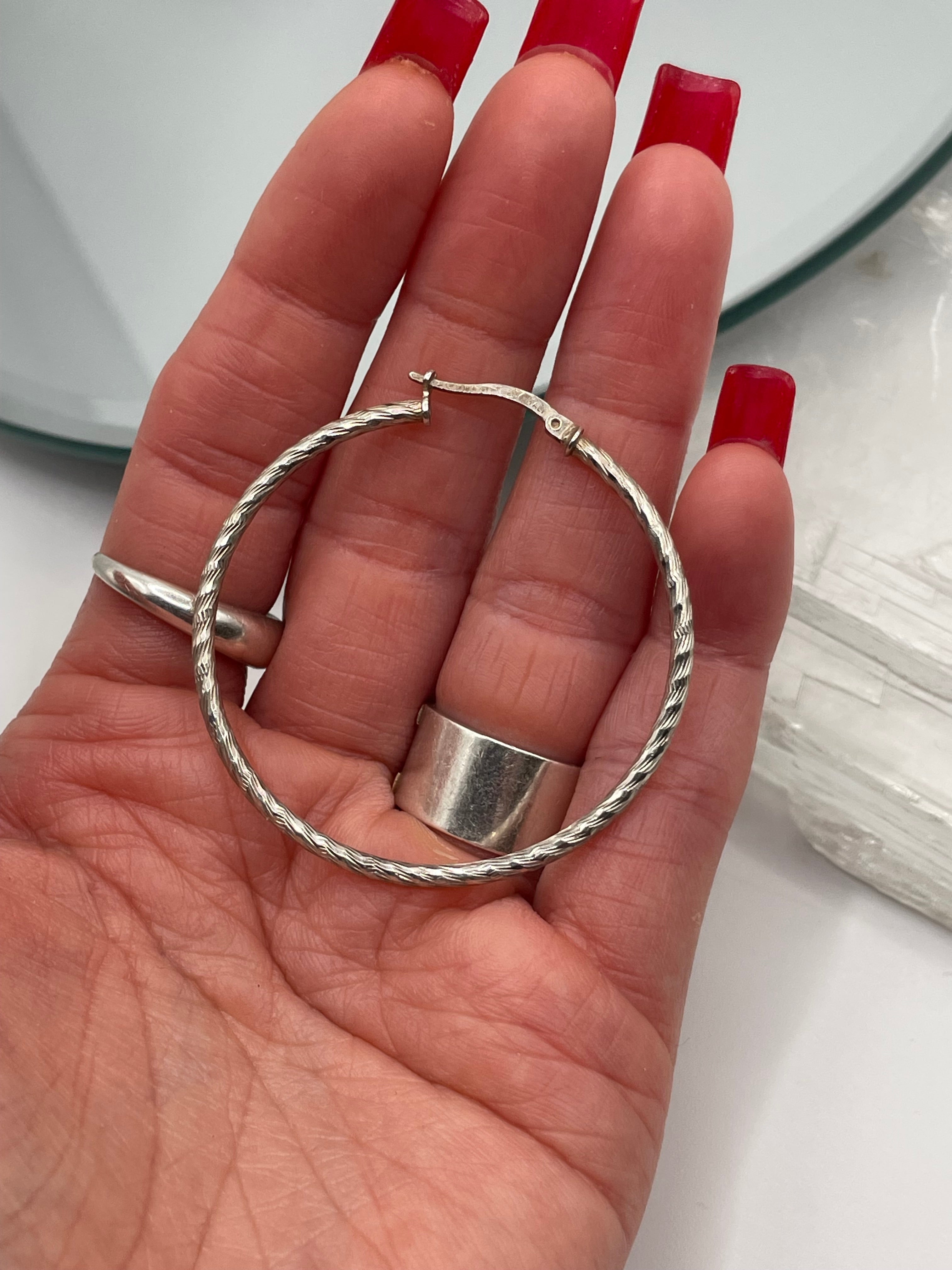Sterling Silver Twisted Hoop Earrings