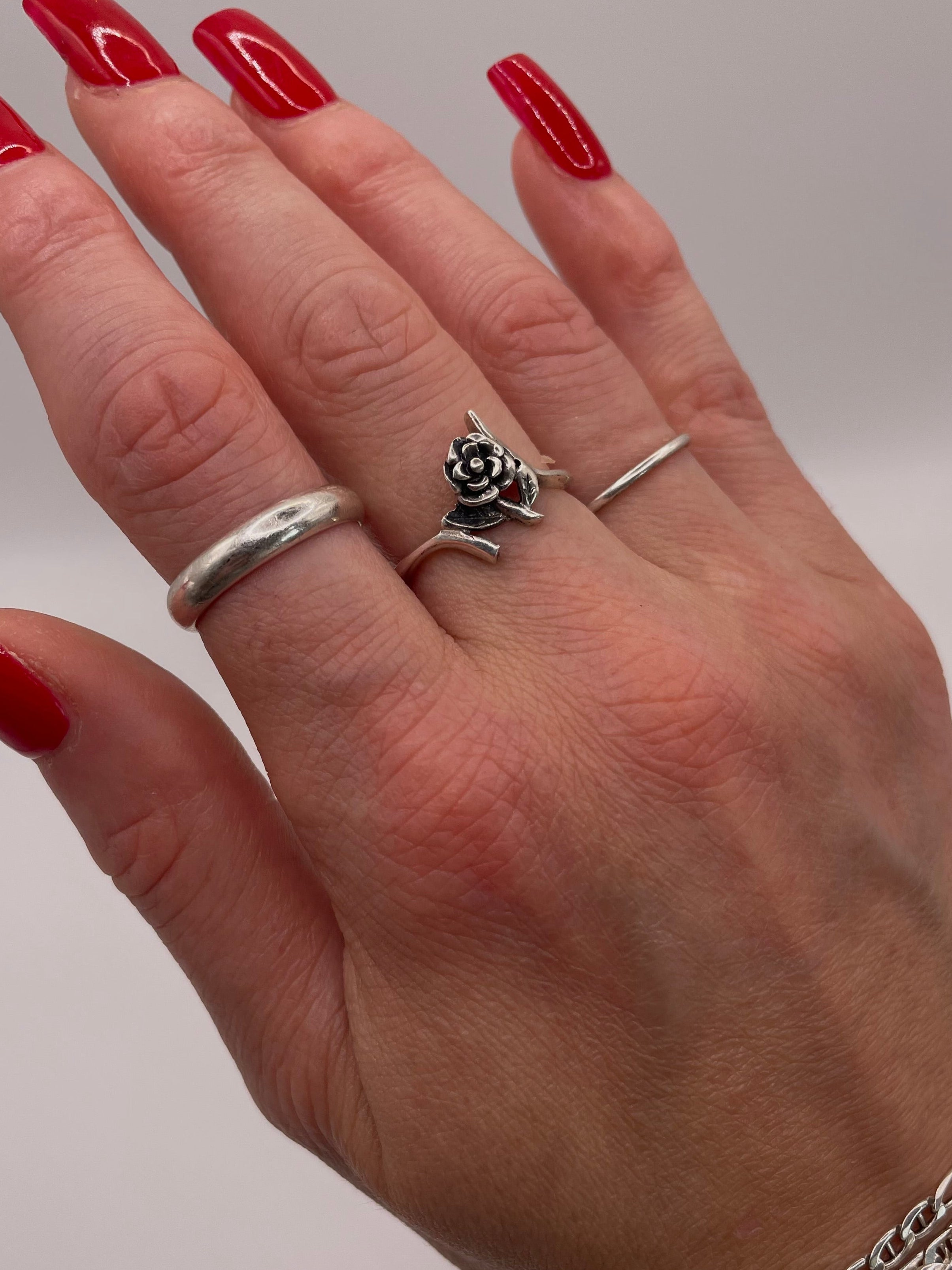 Sterling Silver Rose Ring Floral Vintage