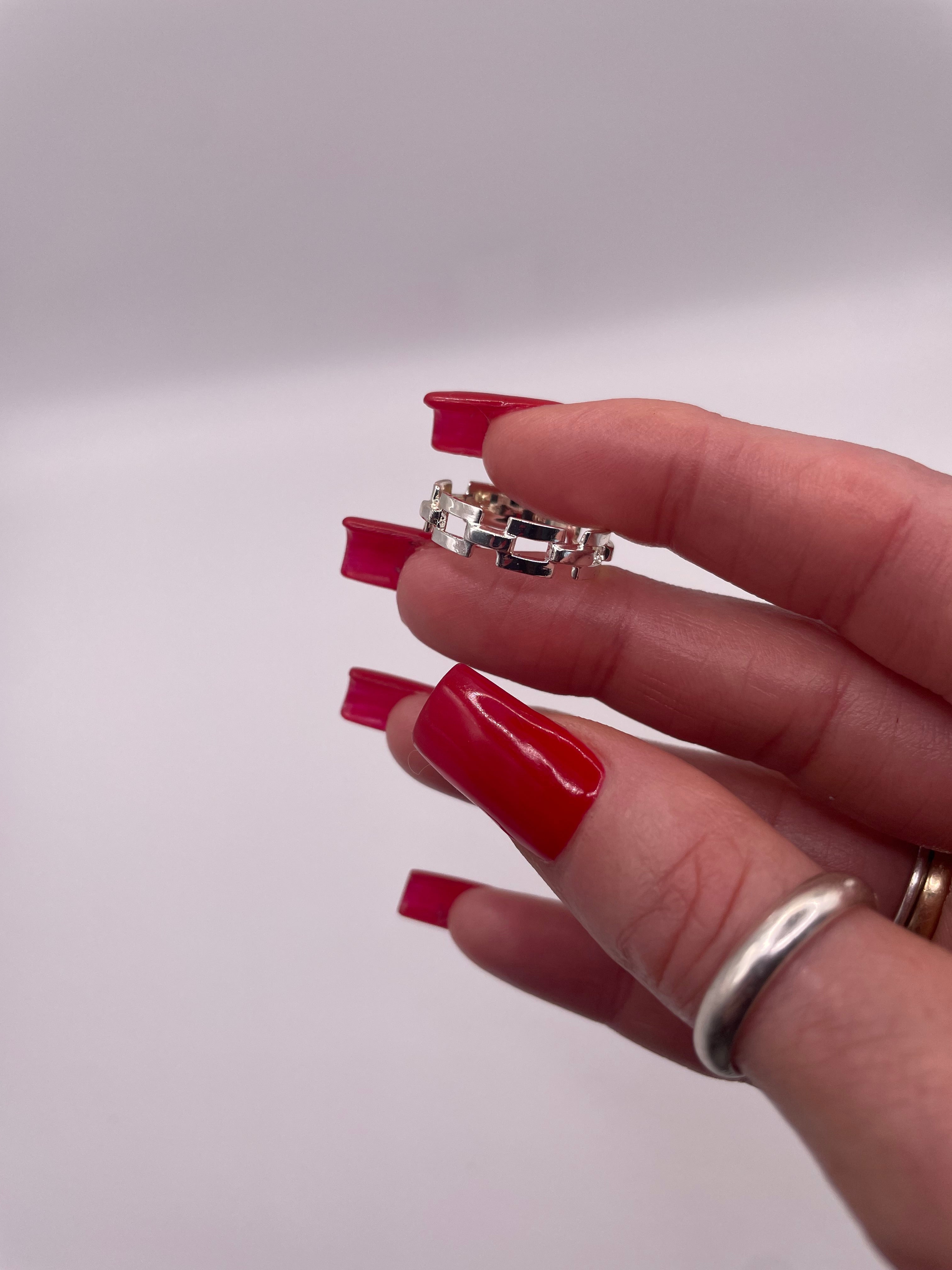 Sterling Silver Chain Link Ring Minimal Band