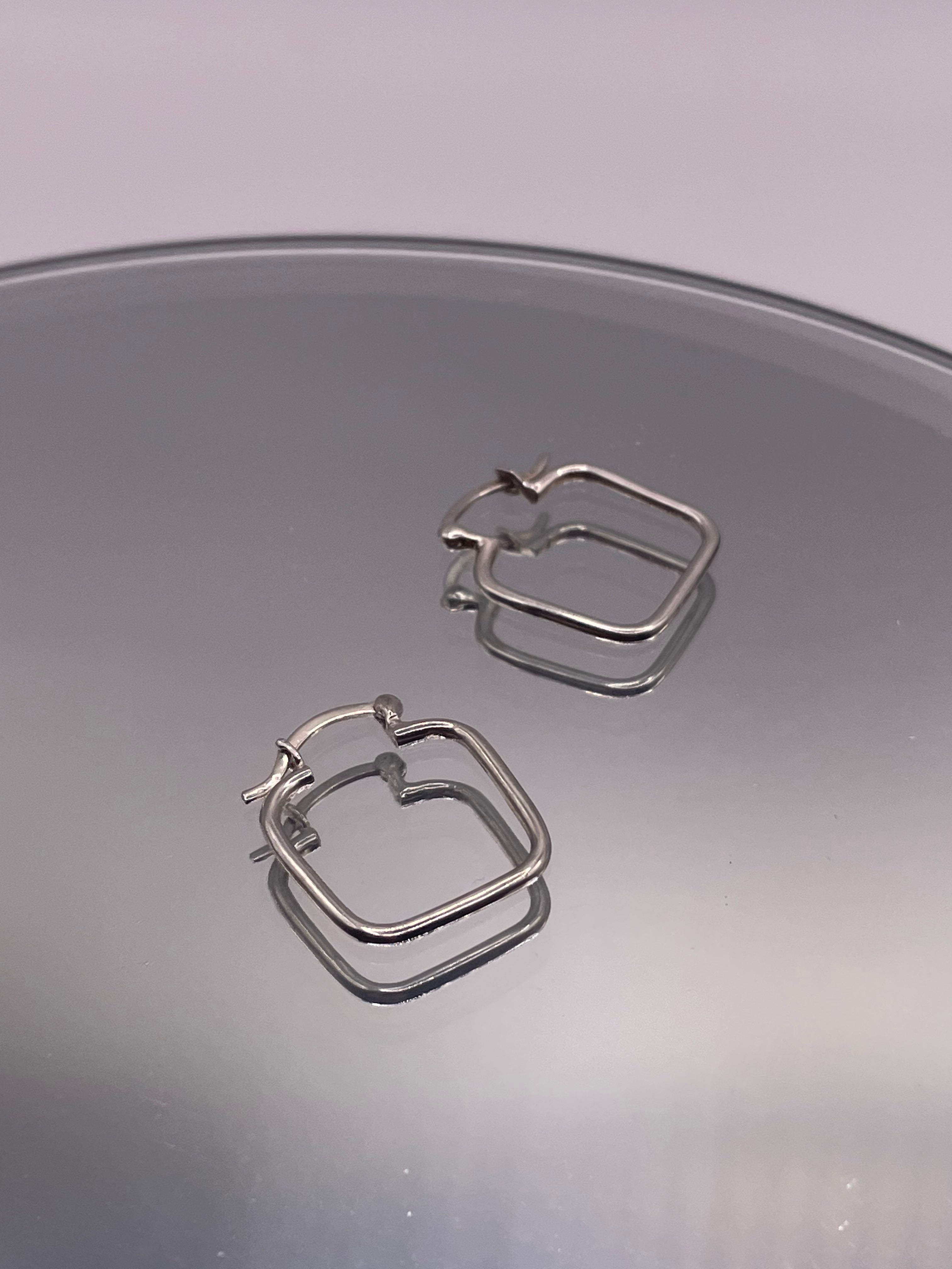 Sterling Silver Square Minimal Hoop Earrings