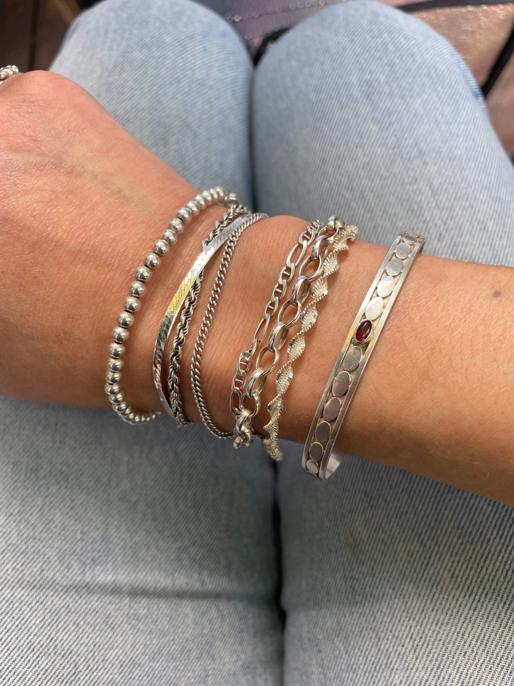 Vintage Sterling Silver Twist Chain Bracelet