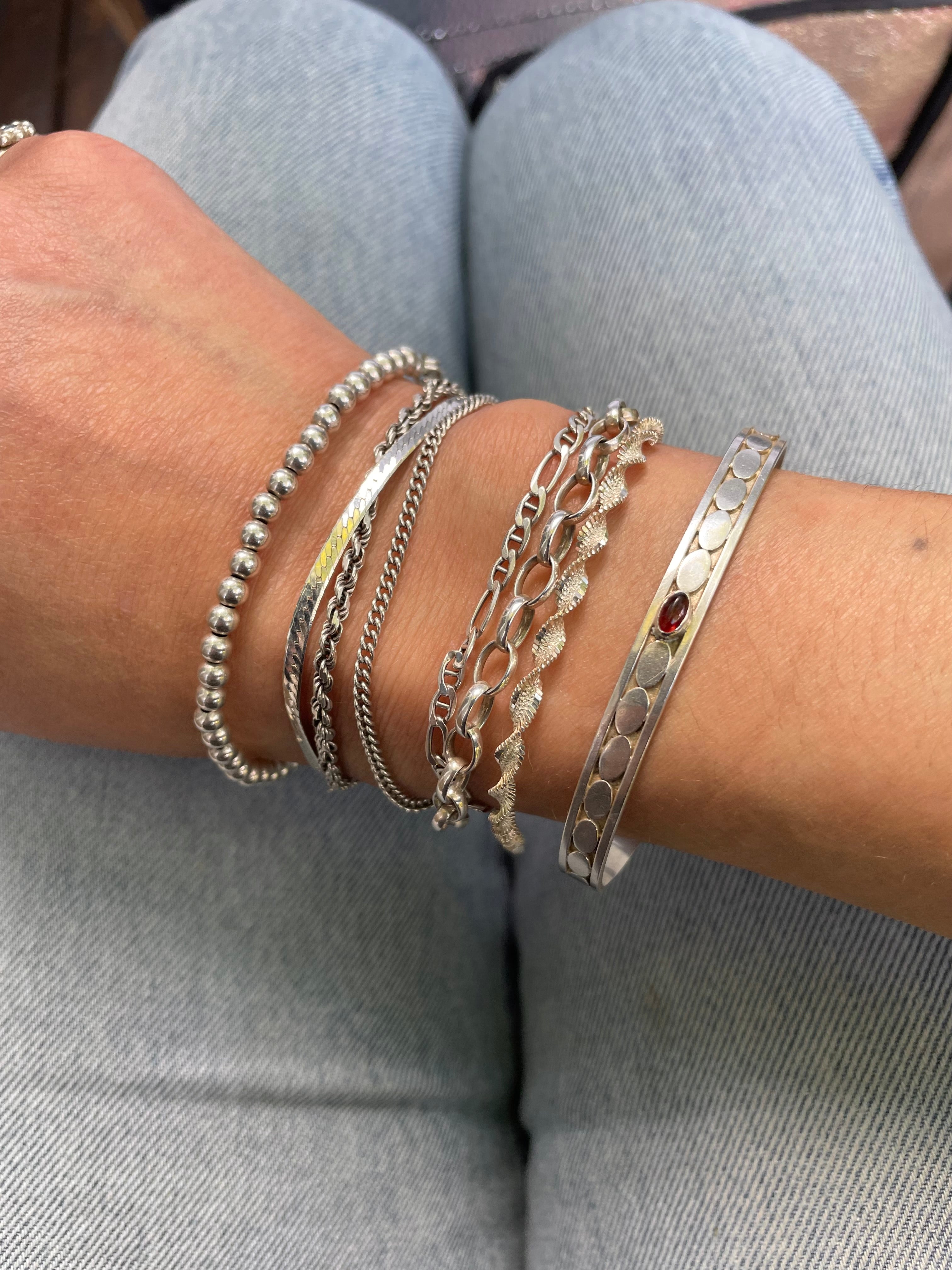 Vintage Sterling Silver Twist Chain Bracelet