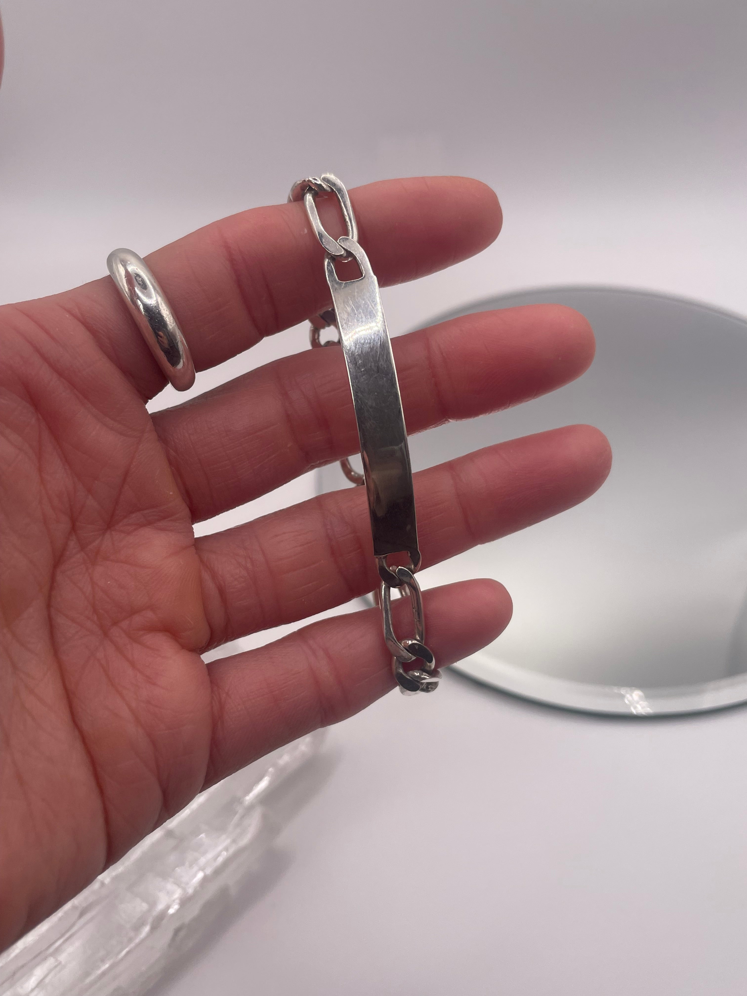 Sterling Silver ID Nameplate Chain Bracelet