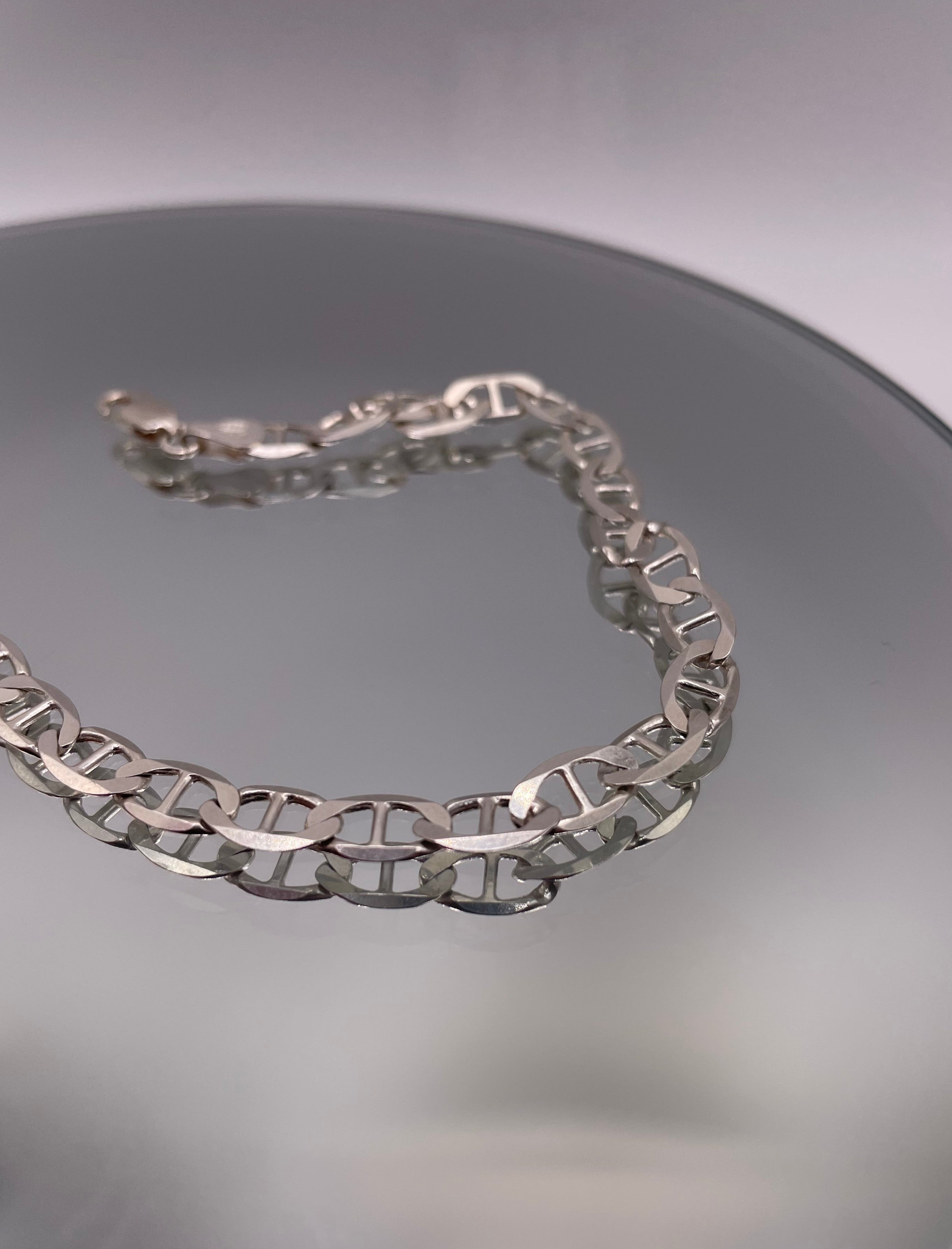 Italian Silver Thin Mariner Link Bracelet