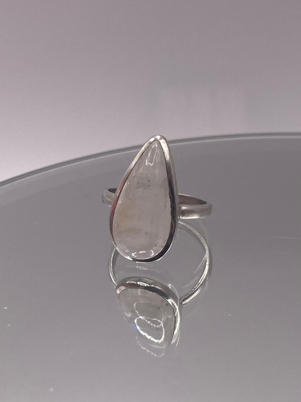 Sterling Silver Moonstone Teardrop Statement Ring