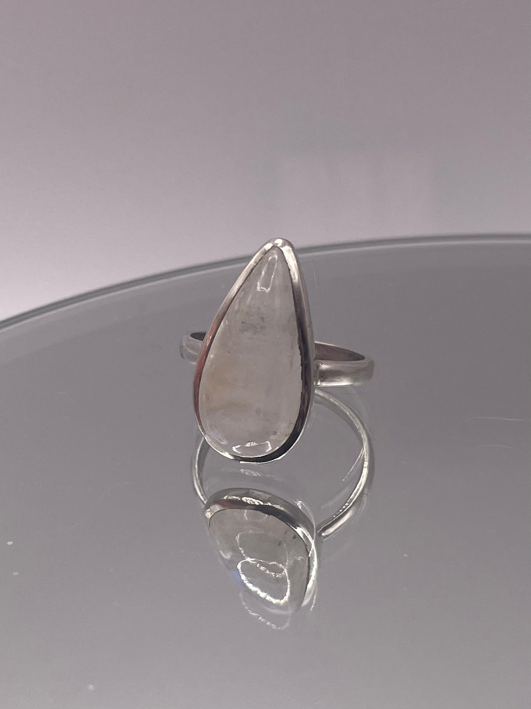 Sterling Silver Moonstone Teardrop Statement Ring