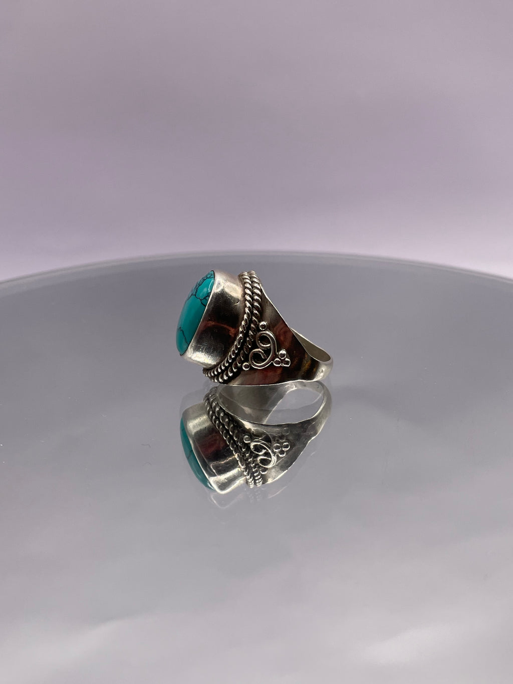 Sterling Silver Turquoise Statement Filigree Ring