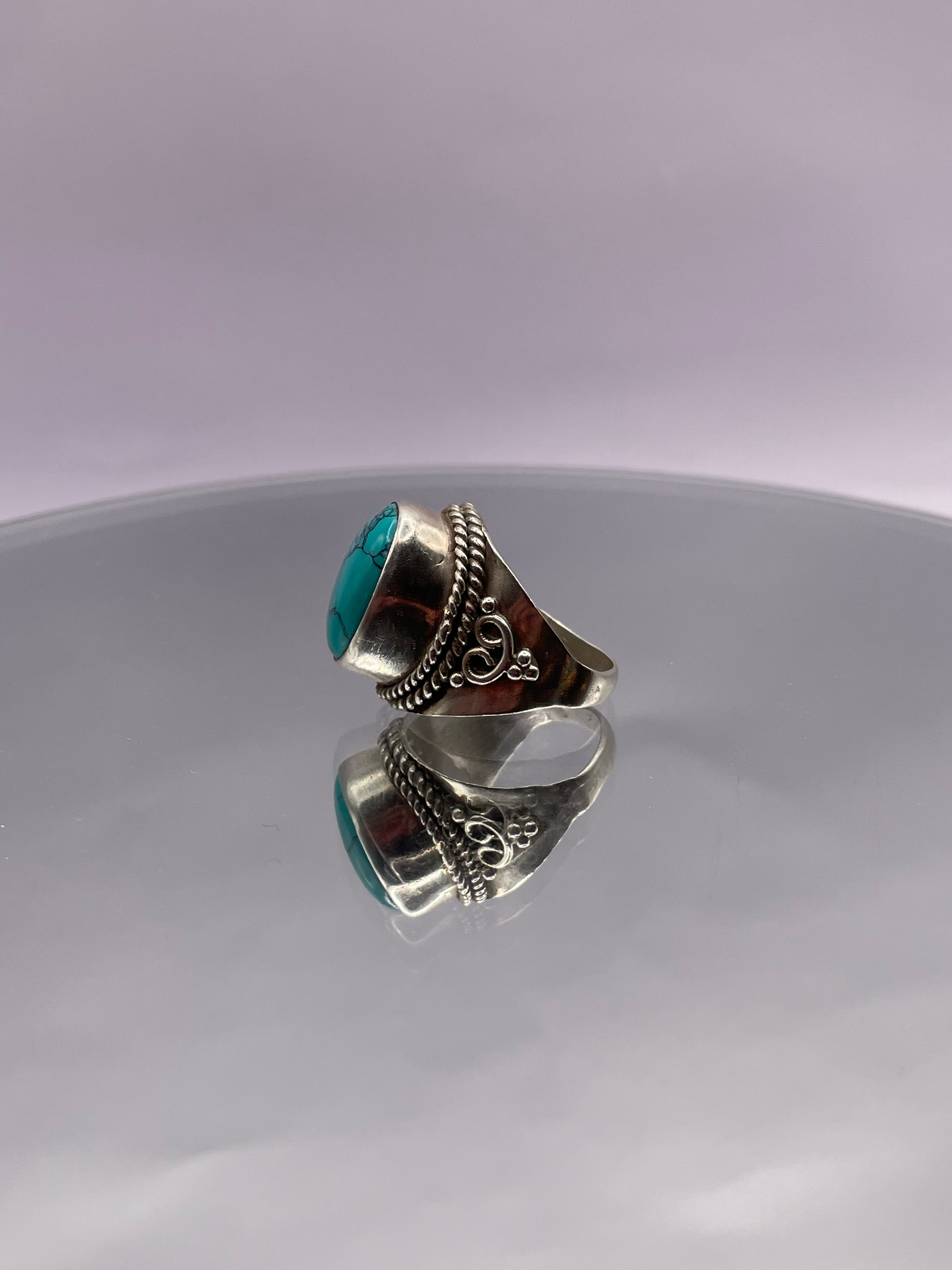 Sterling Silver Turquoise Statement Filigree Ring