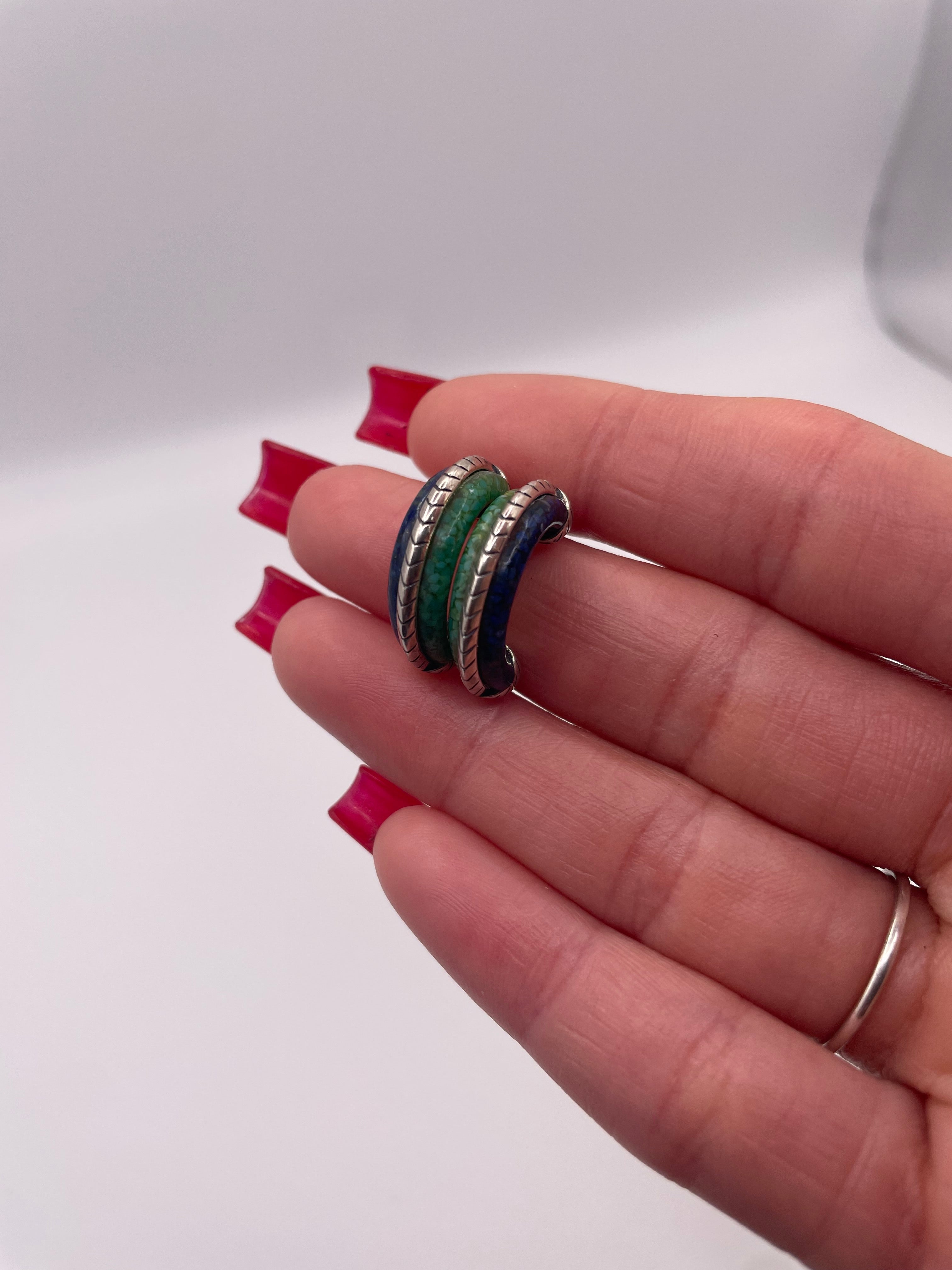 Navajo Lapis + Turquoise Inlay Earrings
