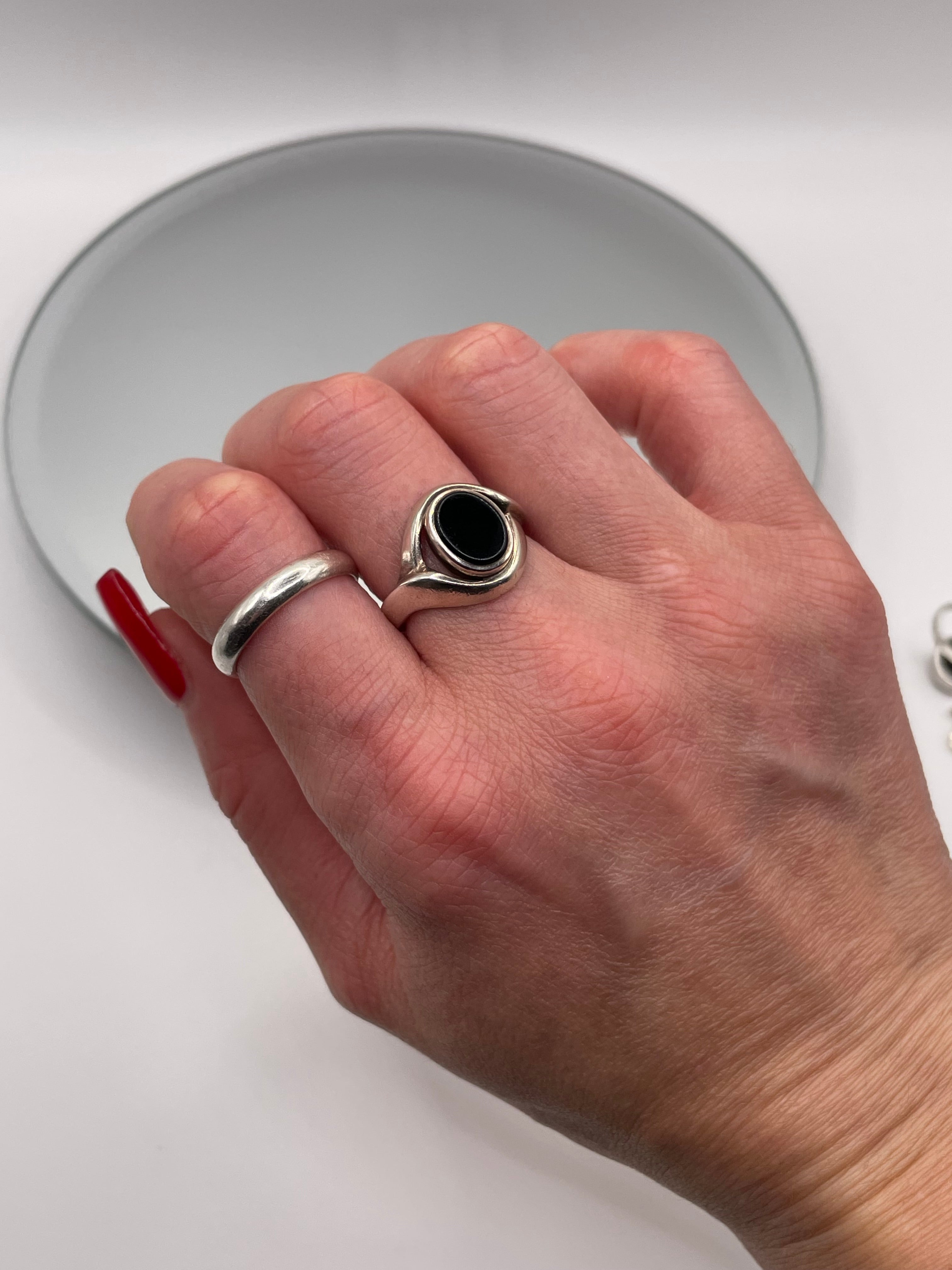 Sterling Silver Onyx Ring Oval Signet