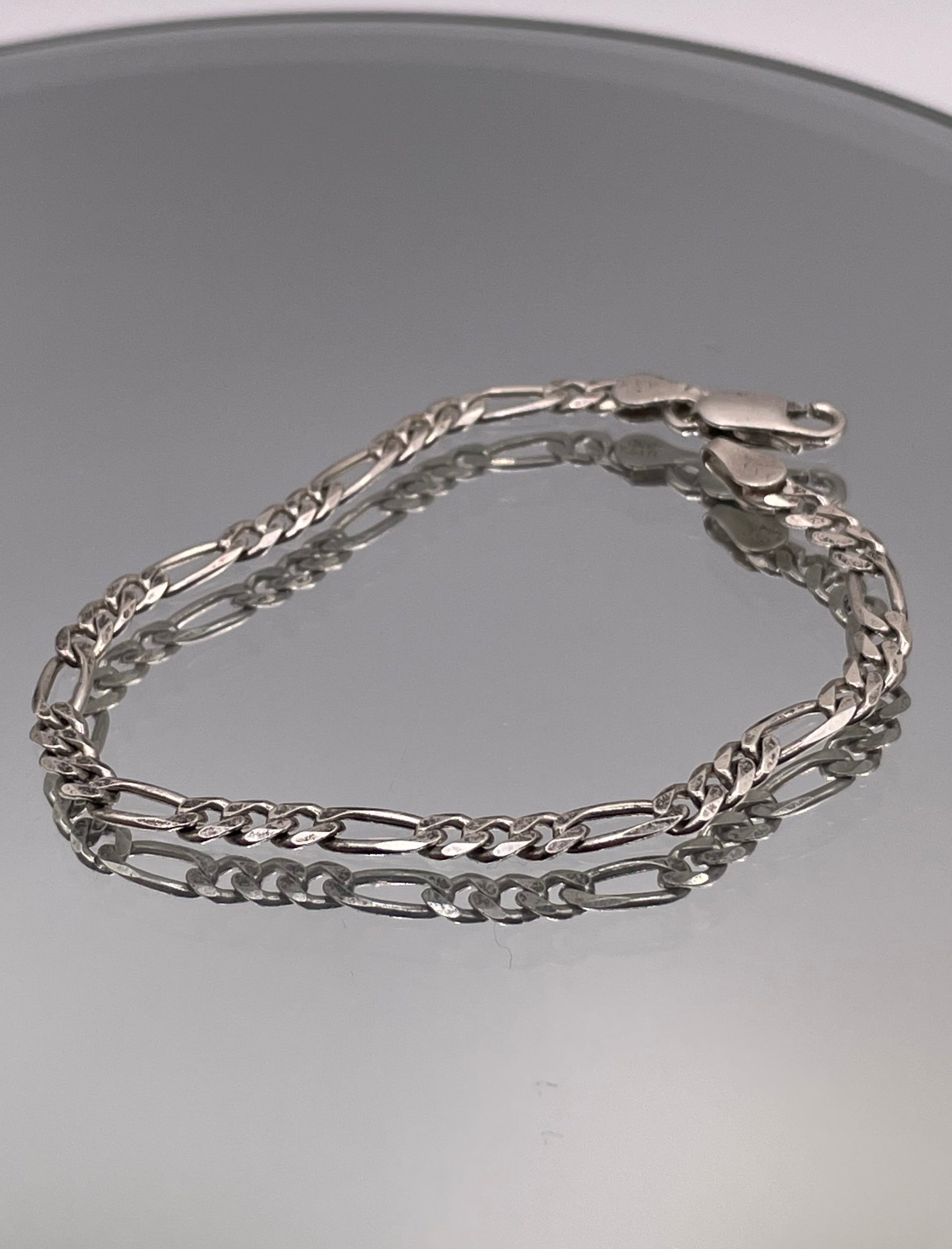 Italian Silver Figaro Classic Chain Bracelet