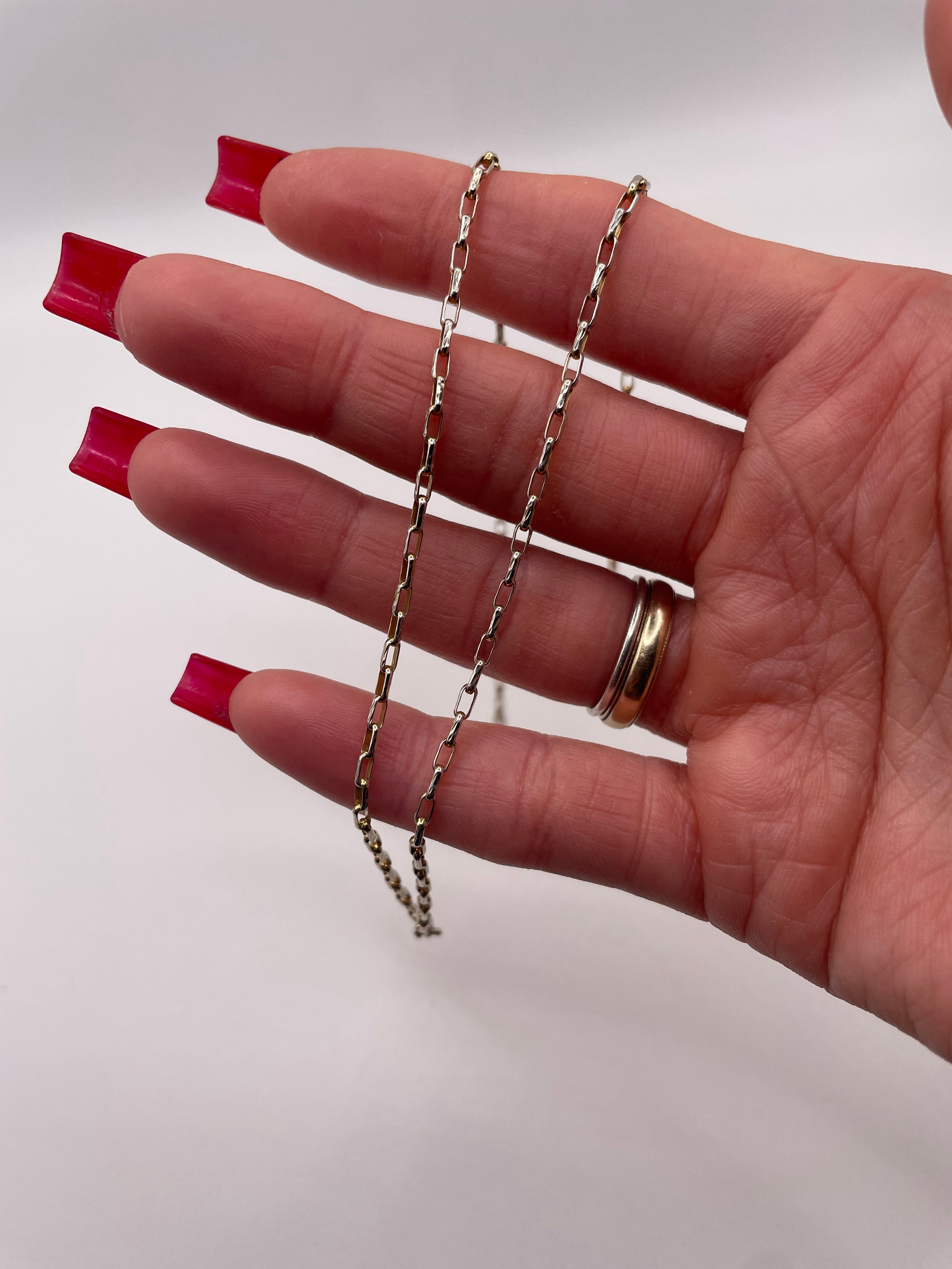 Sterling Silver Oval Link Necklace Textured Chain