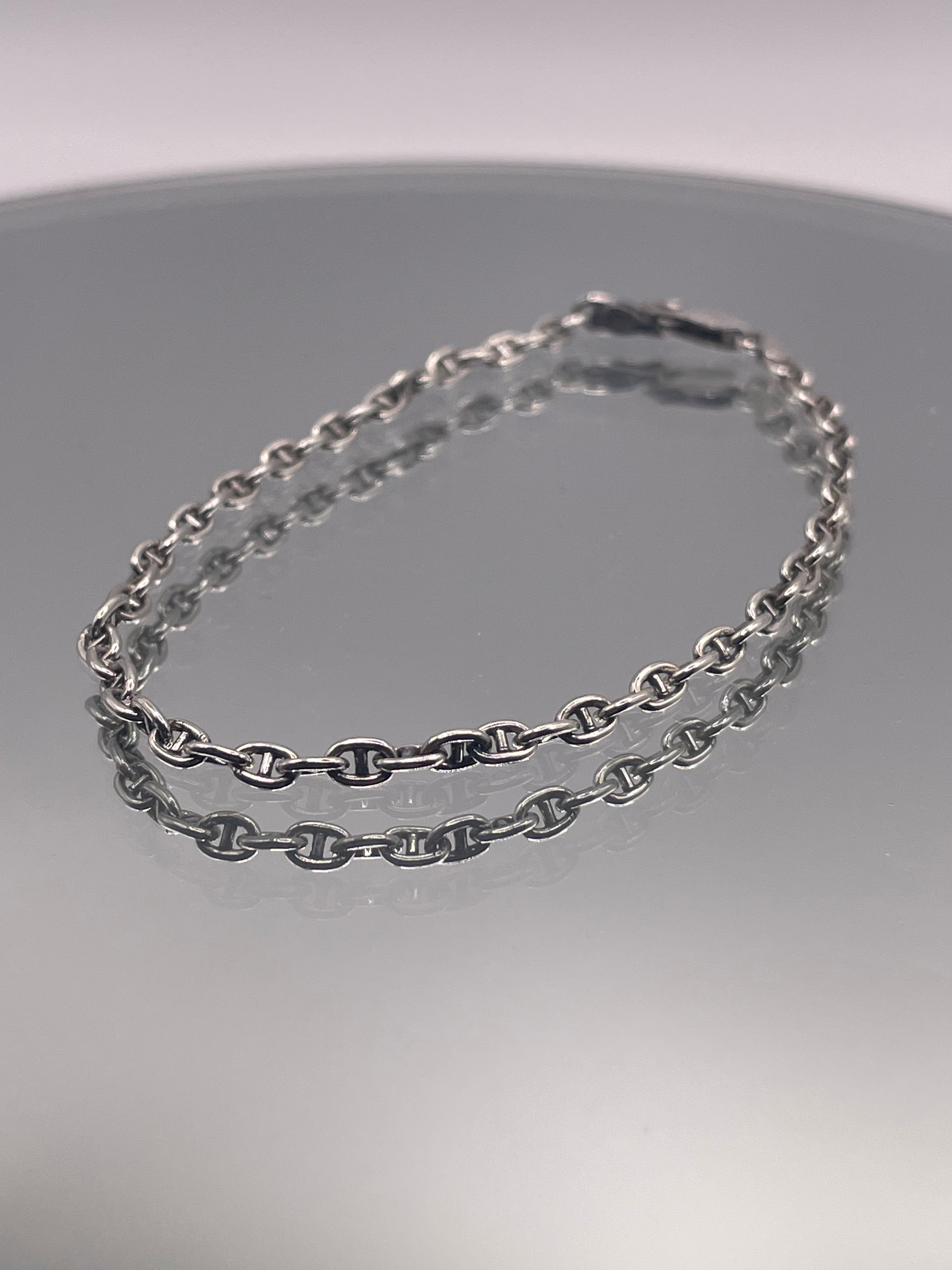 Italian Silver Vintage Open Link Chain Bracelet
