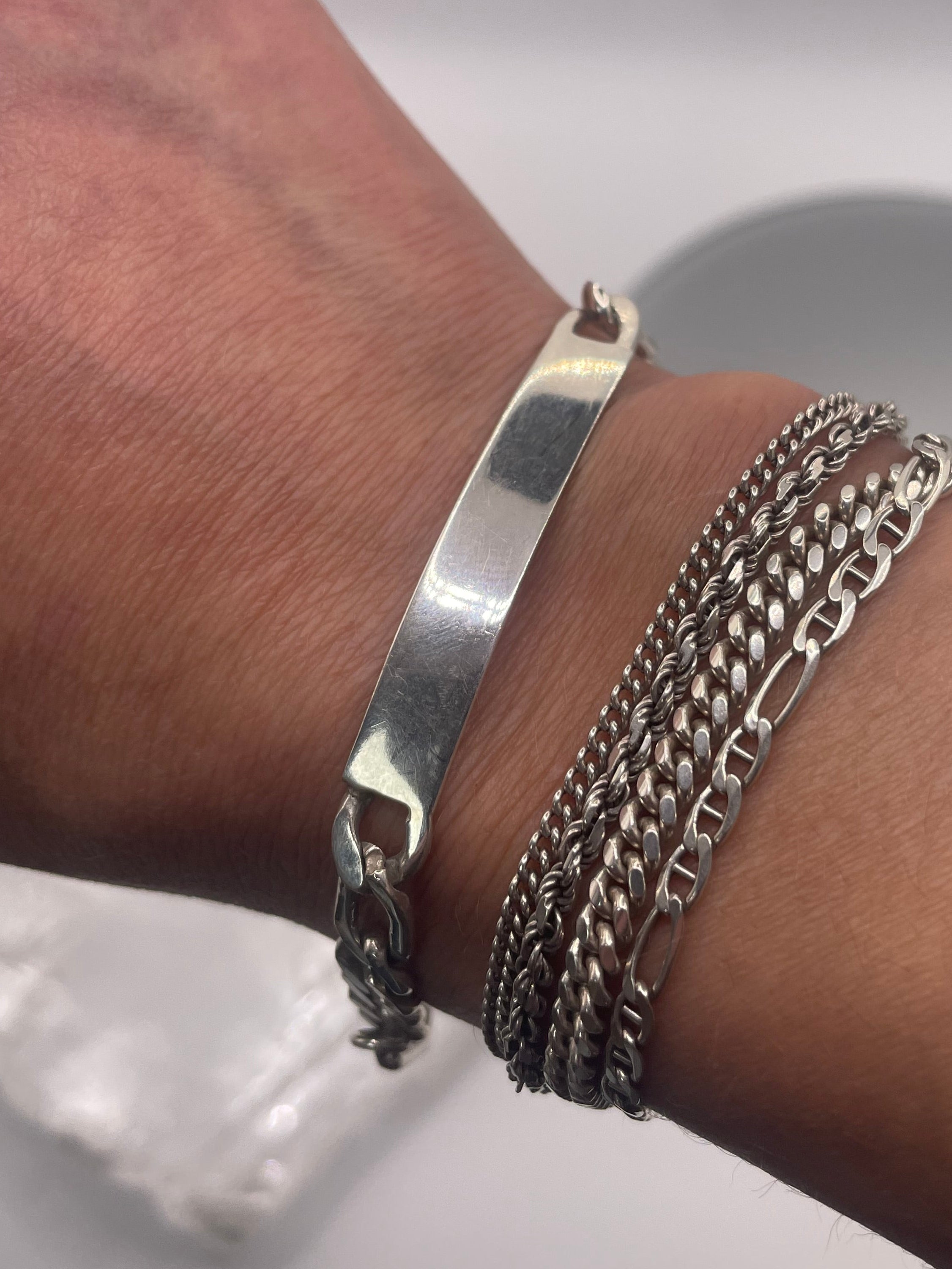 Sterling Silver ID Nameplate Chain Bracelet