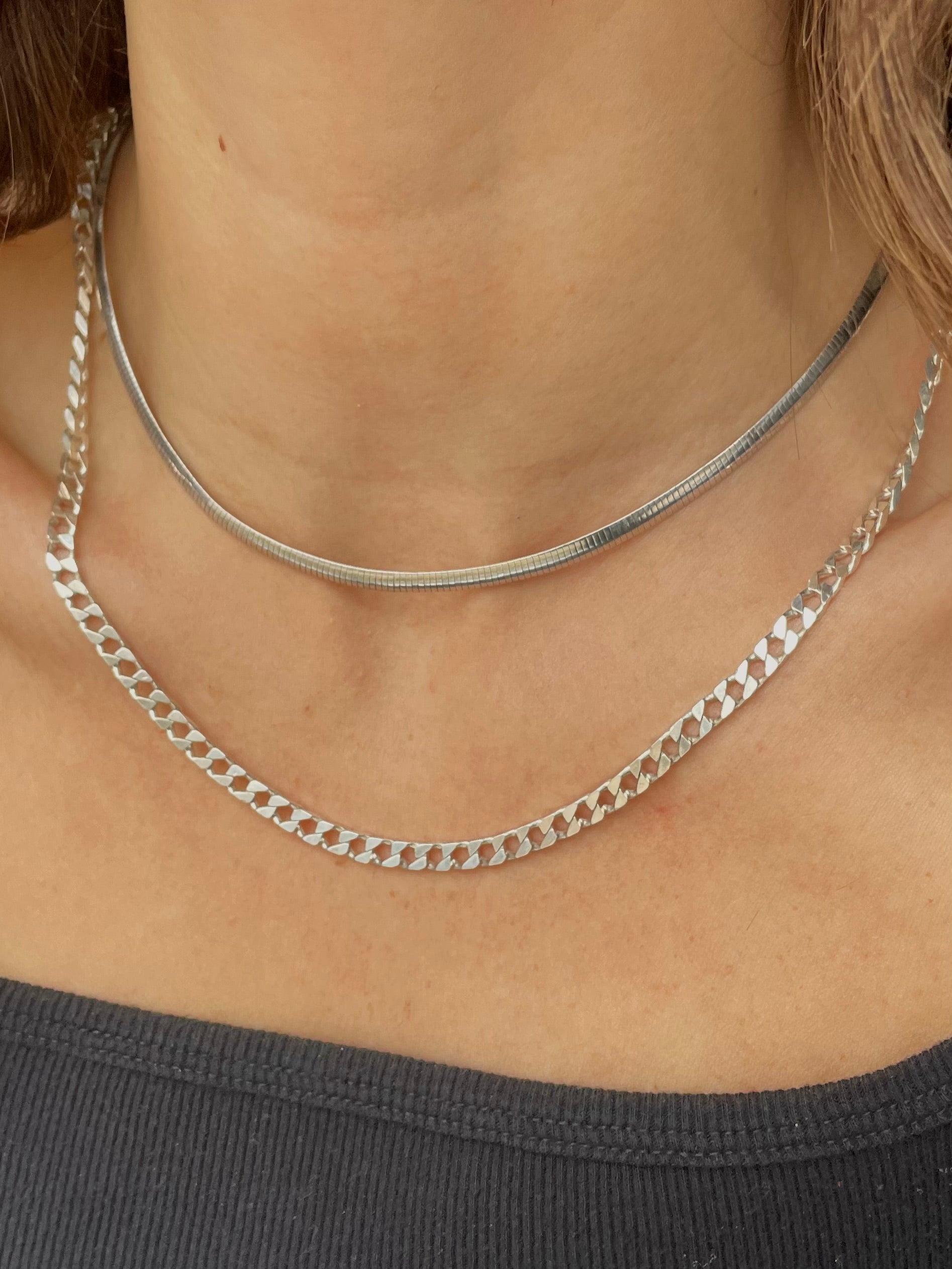Sterling Silver Curb Chain Necklace Classic Flat Link