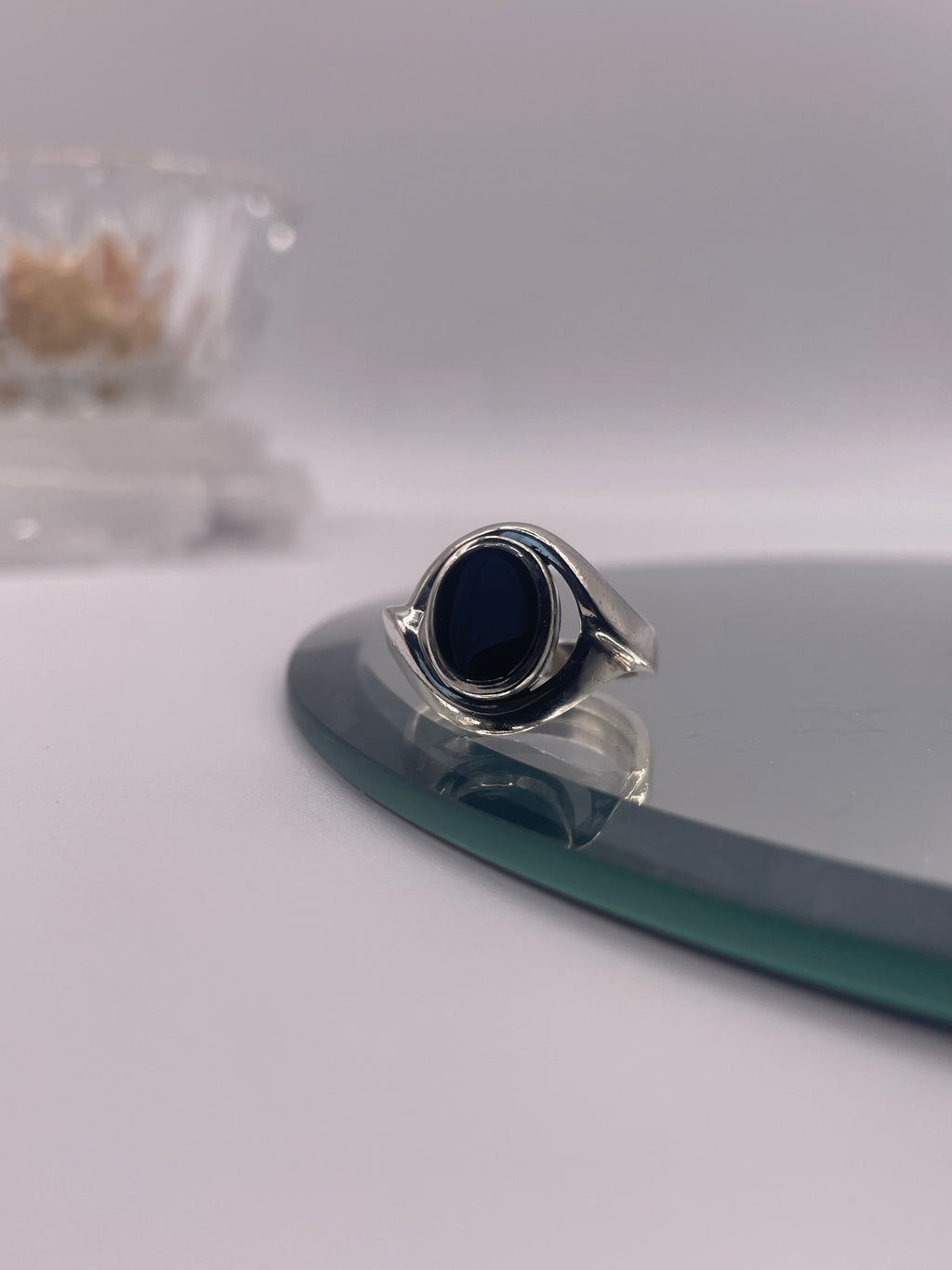 Sterling Silver Onyx Ring Oval Signet