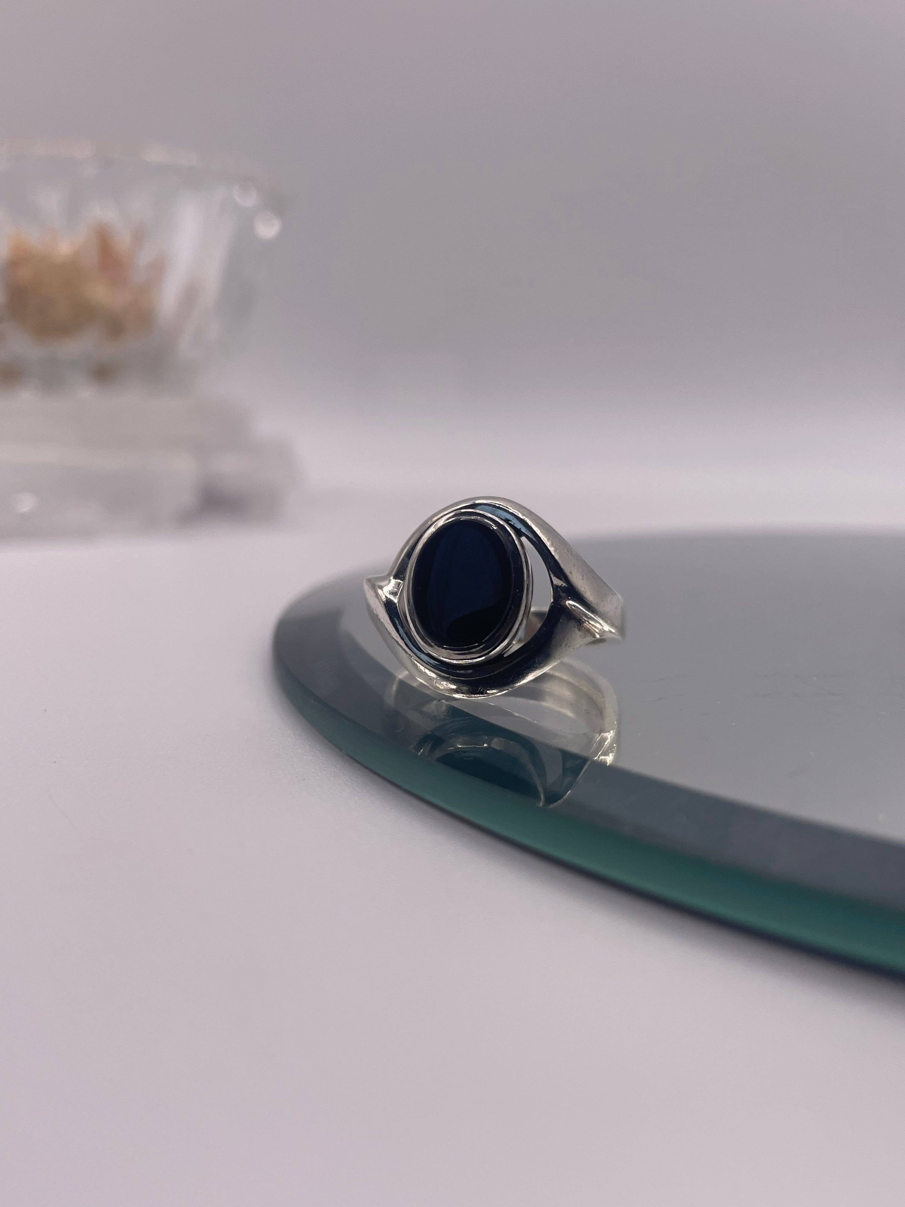 Sterling Silver Onyx Ring Oval Signet