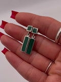 Sterling Silver Malachite Inlay Drop Earrings