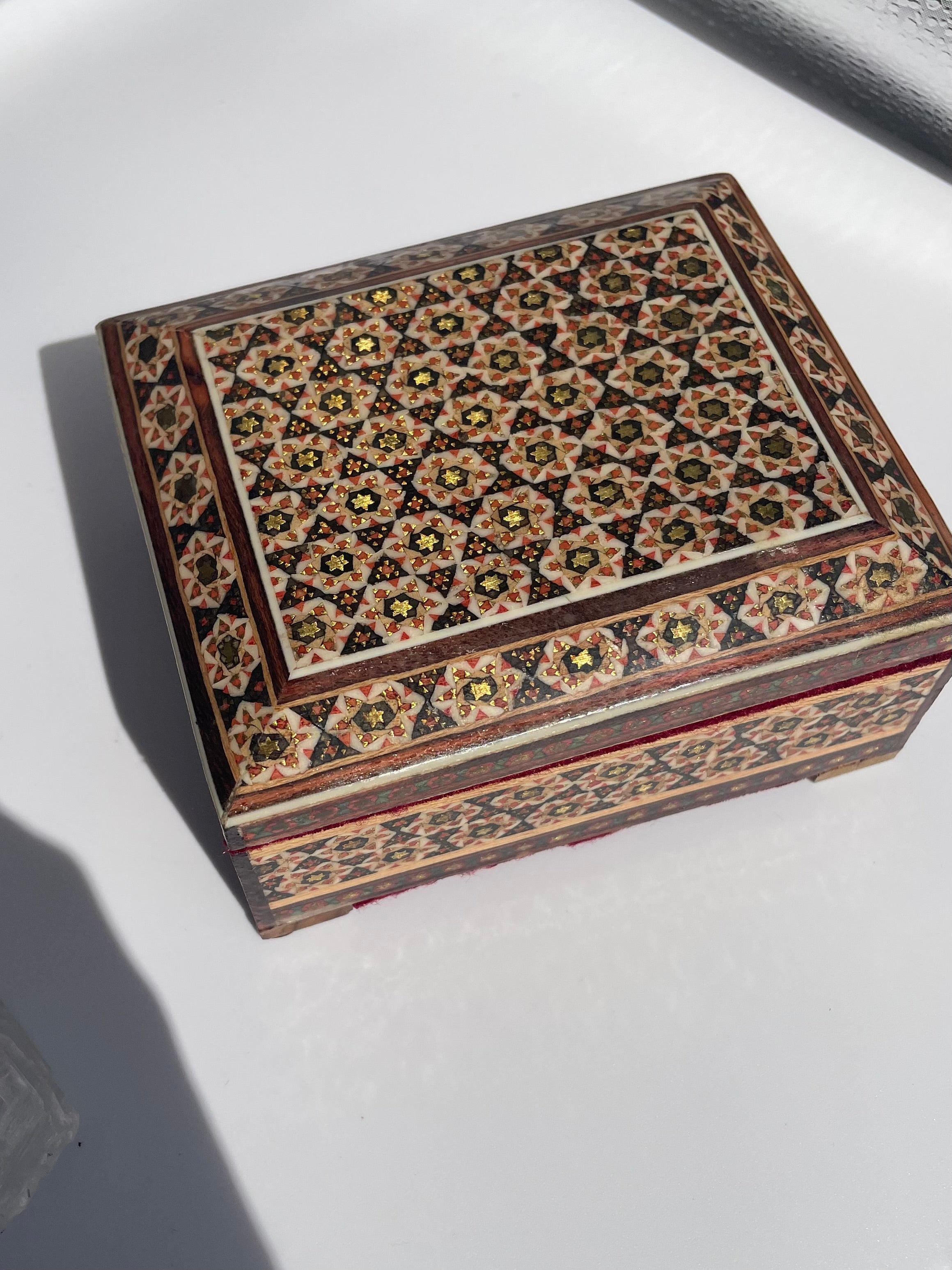 Mother of Pearl Geometric Star Inlay Jewelry Box