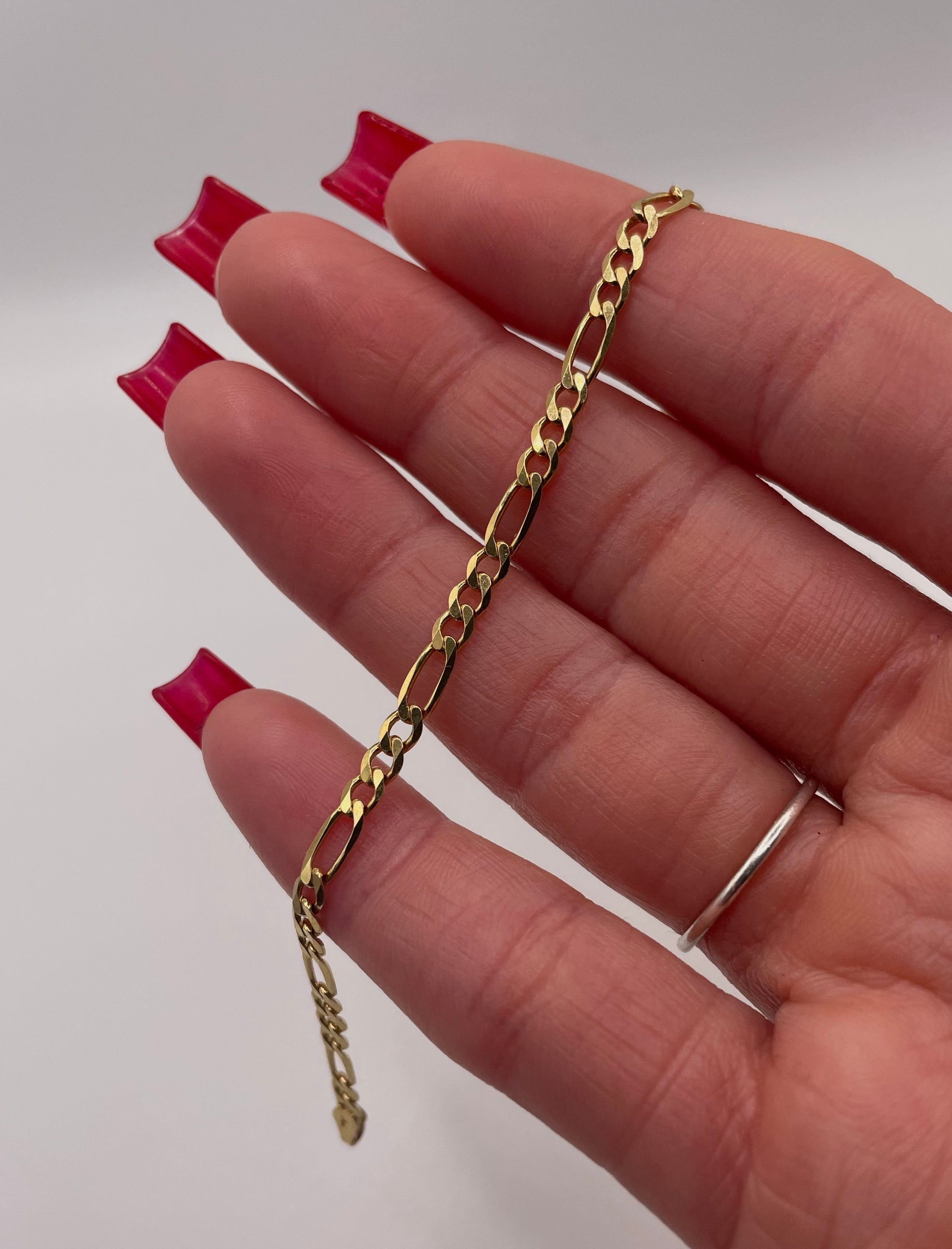 Gold Plated Sterling Silver Figaro Chain Bracelet