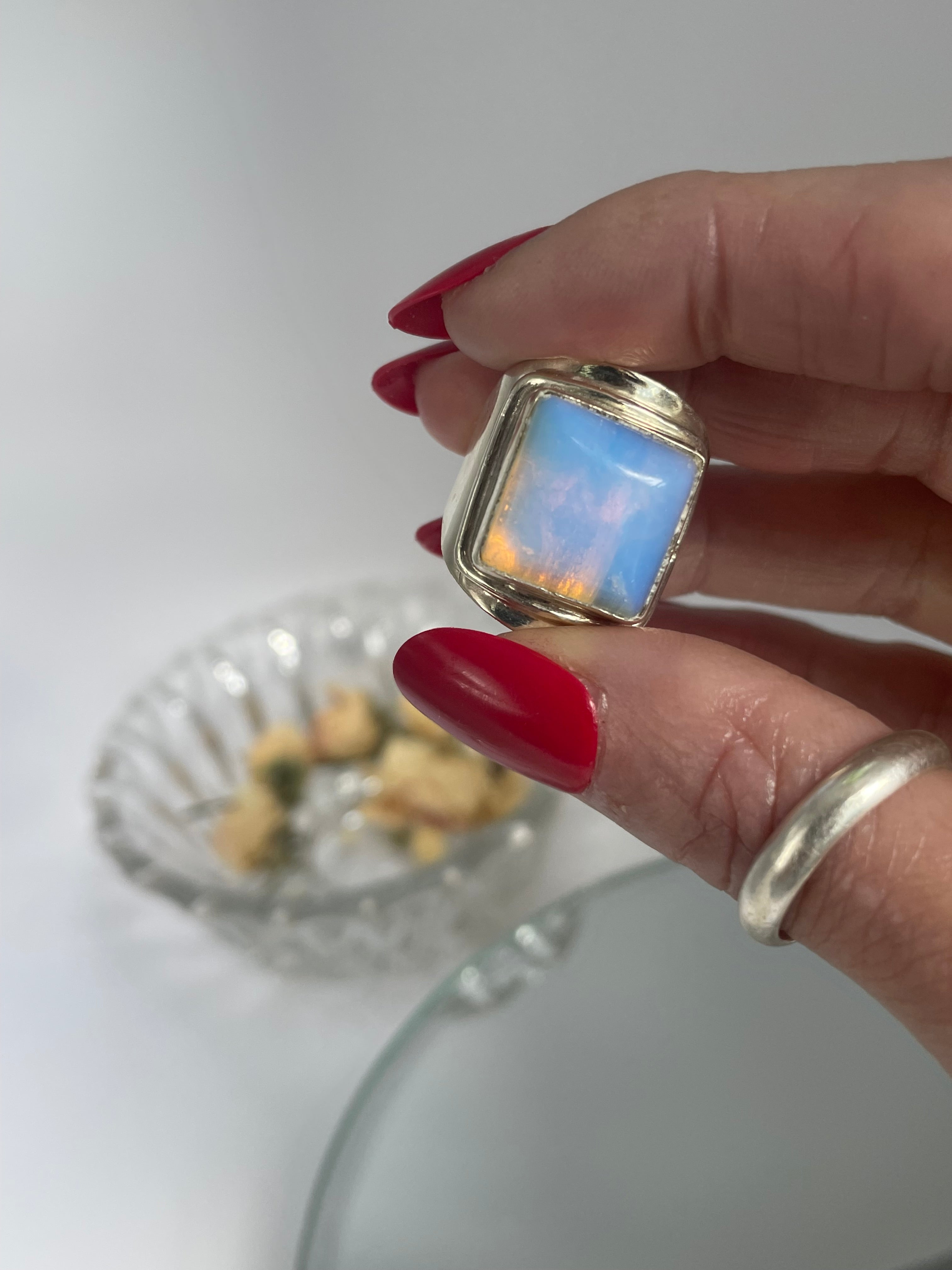 Sterling Silver Chunky Opalite Statement Ring