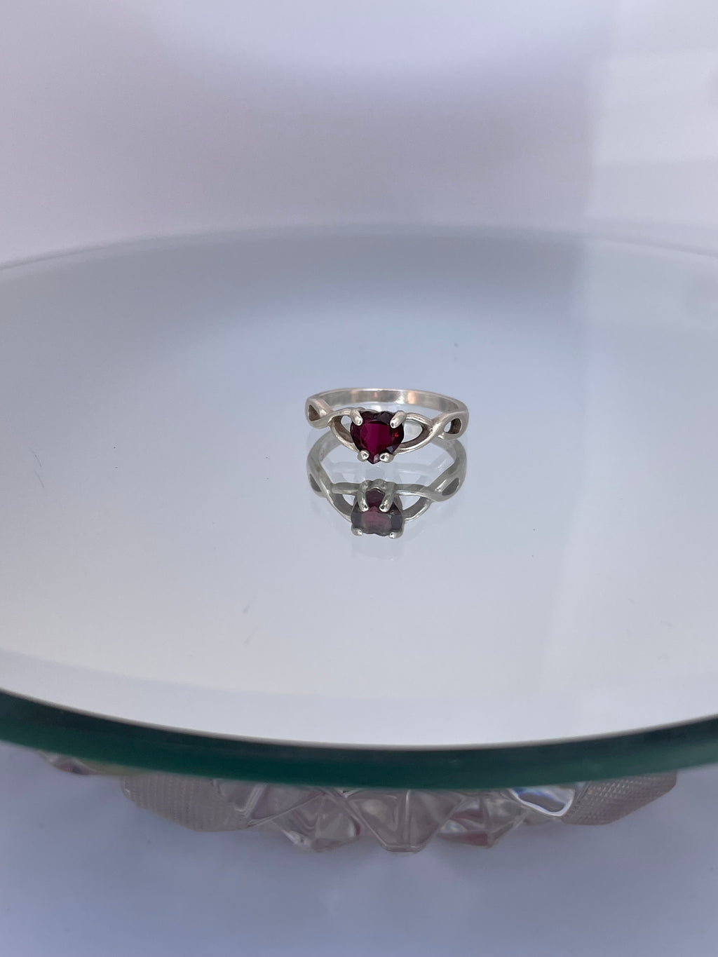 Sterling Silver Garnet Heart Ring