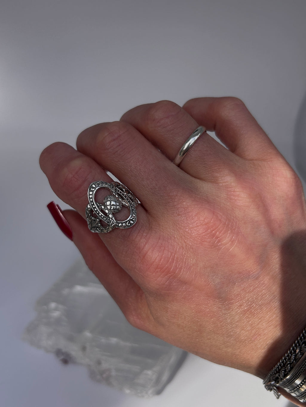Sterling Silver Ornate + Abstract Statement Ring