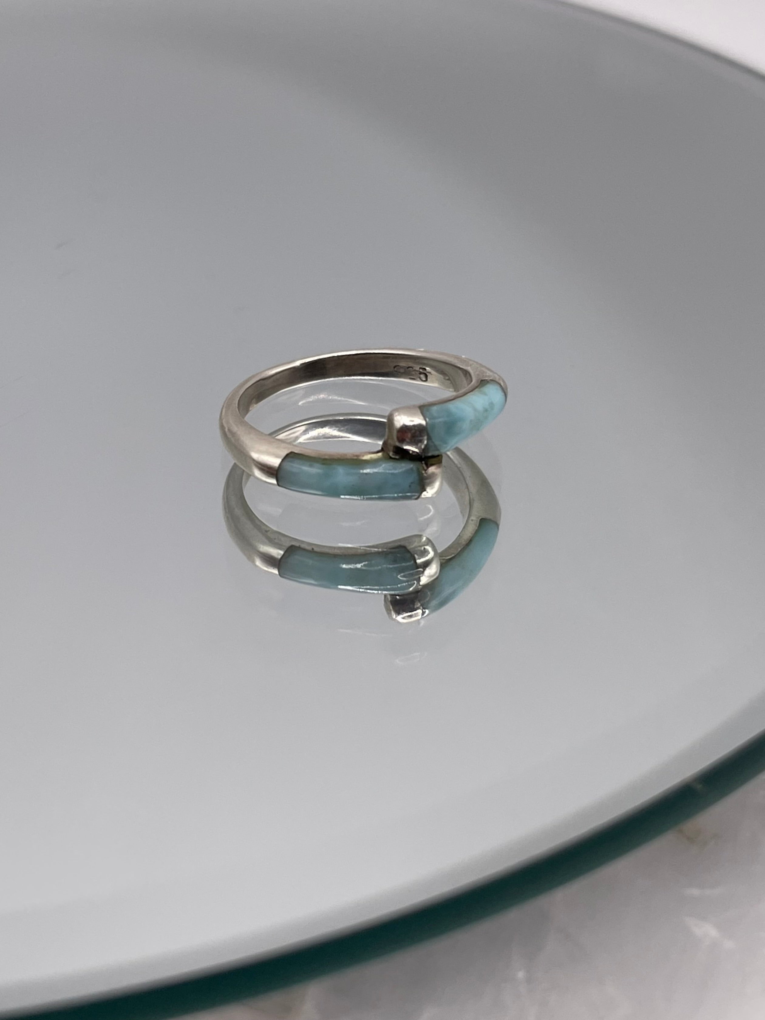 Sterling Silver Larimar Wrap Style Ring