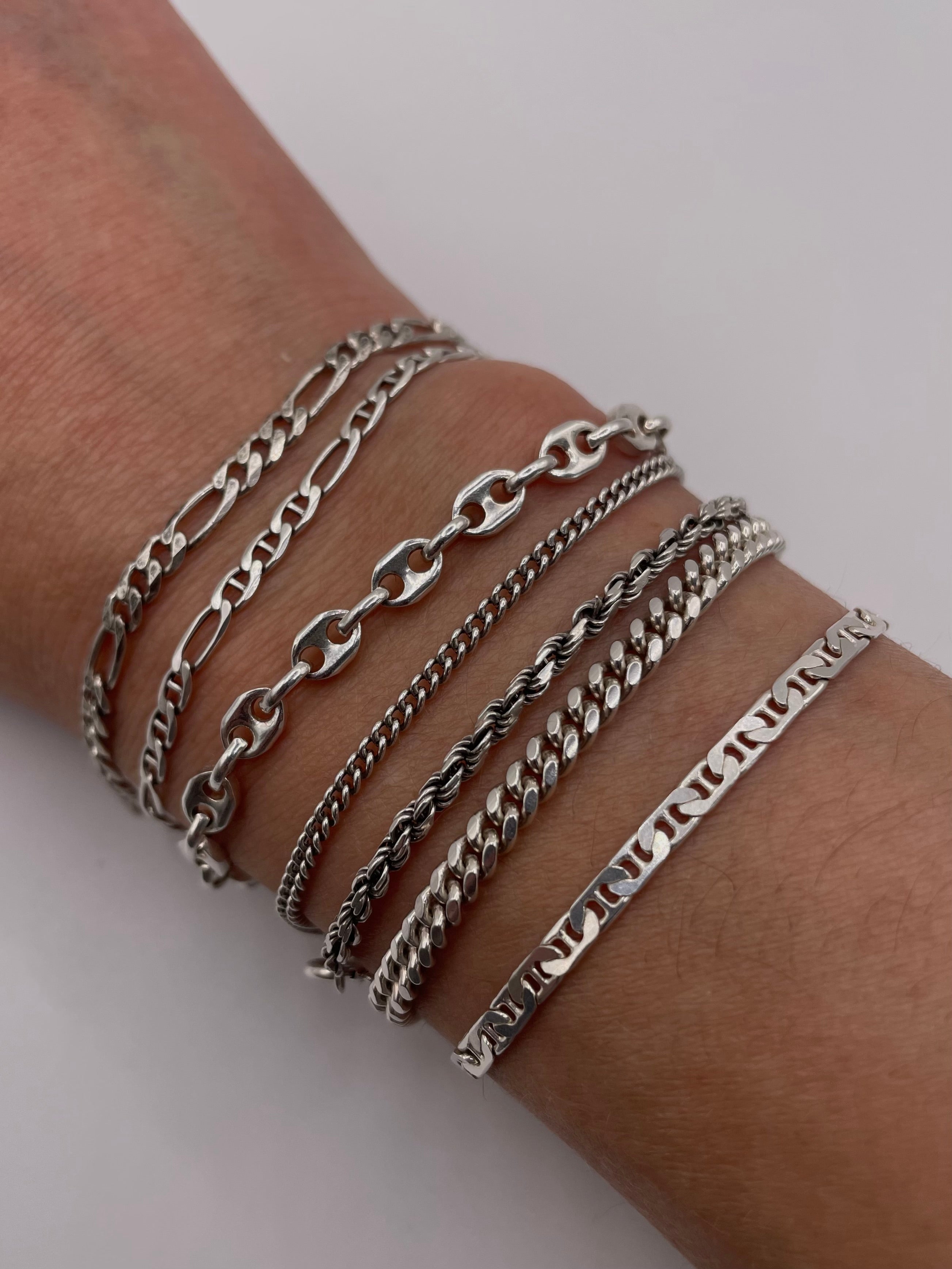 Italian Silver Dainty Mariner Link Bracelet
