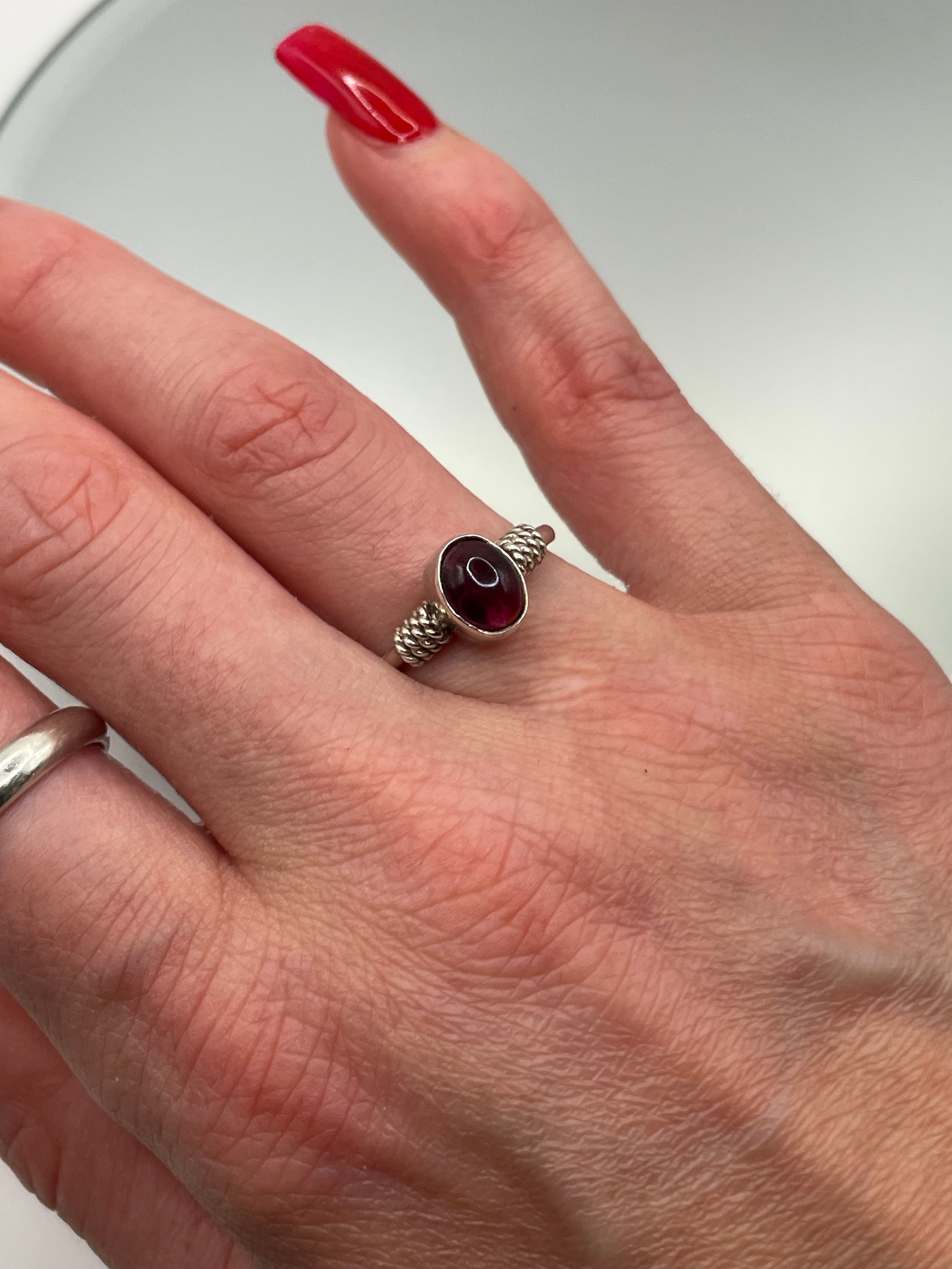 Sterling Silver Tourmaline Ring with Rope Detail