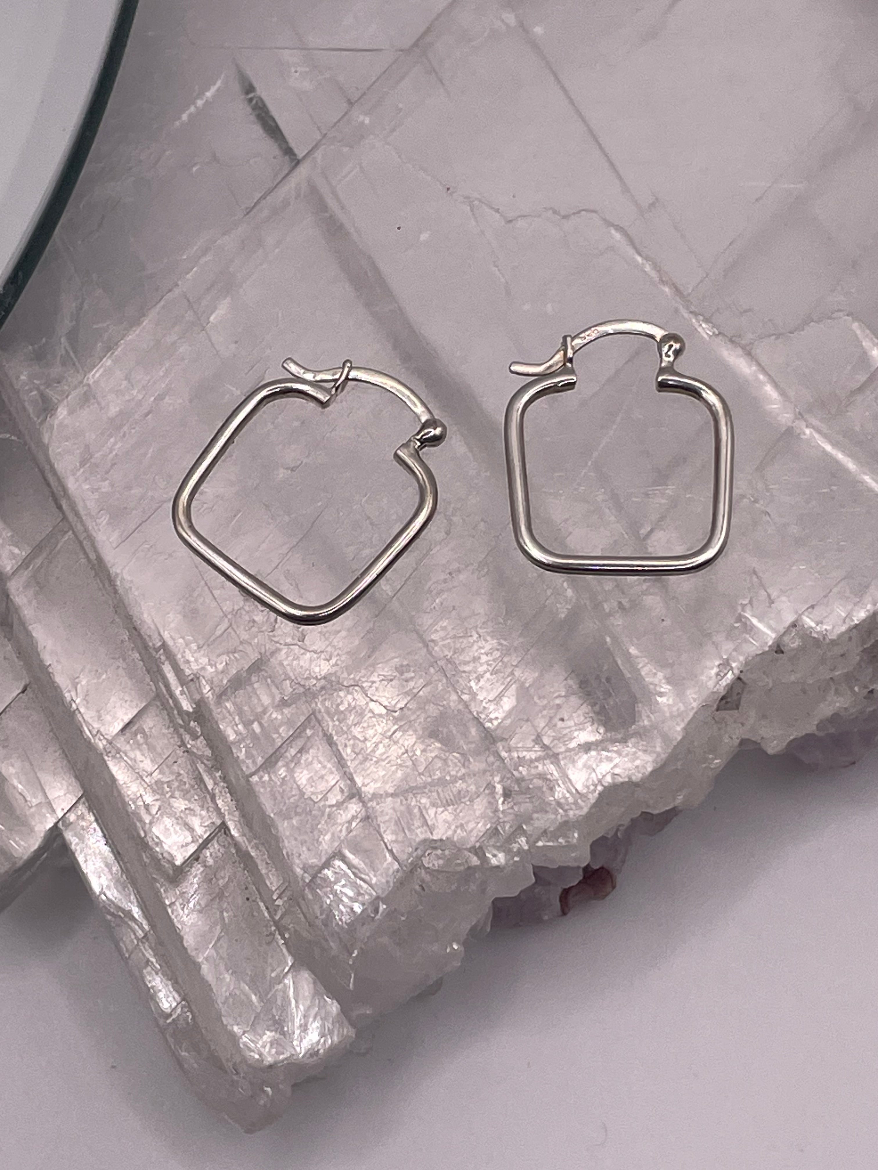Sterling Silver Square Minimal Hoop Earrings
