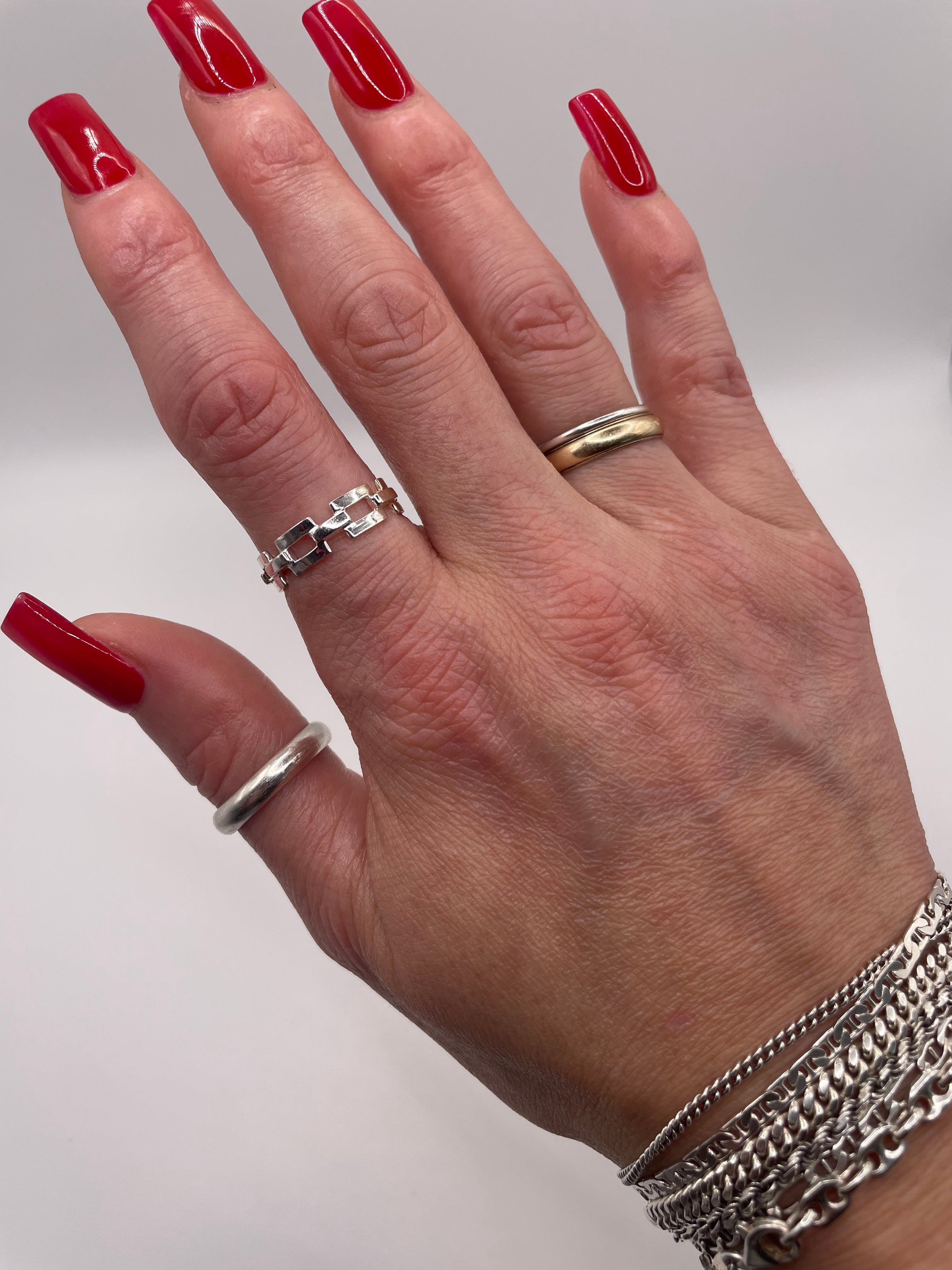 Sterling Silver Chain Link Ring Minimal Band