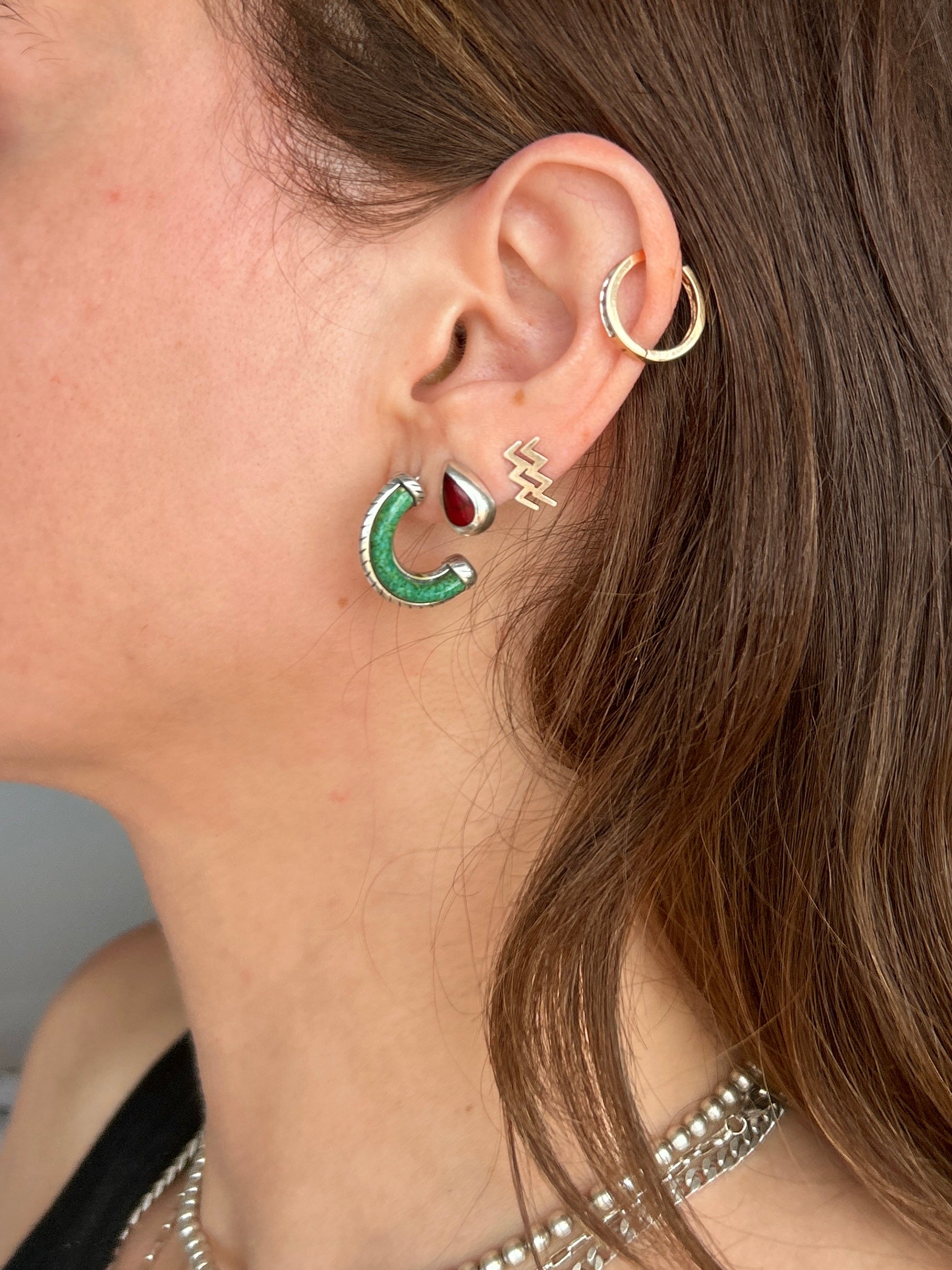 Navajo Lapis + Turquoise Inlay Earrings