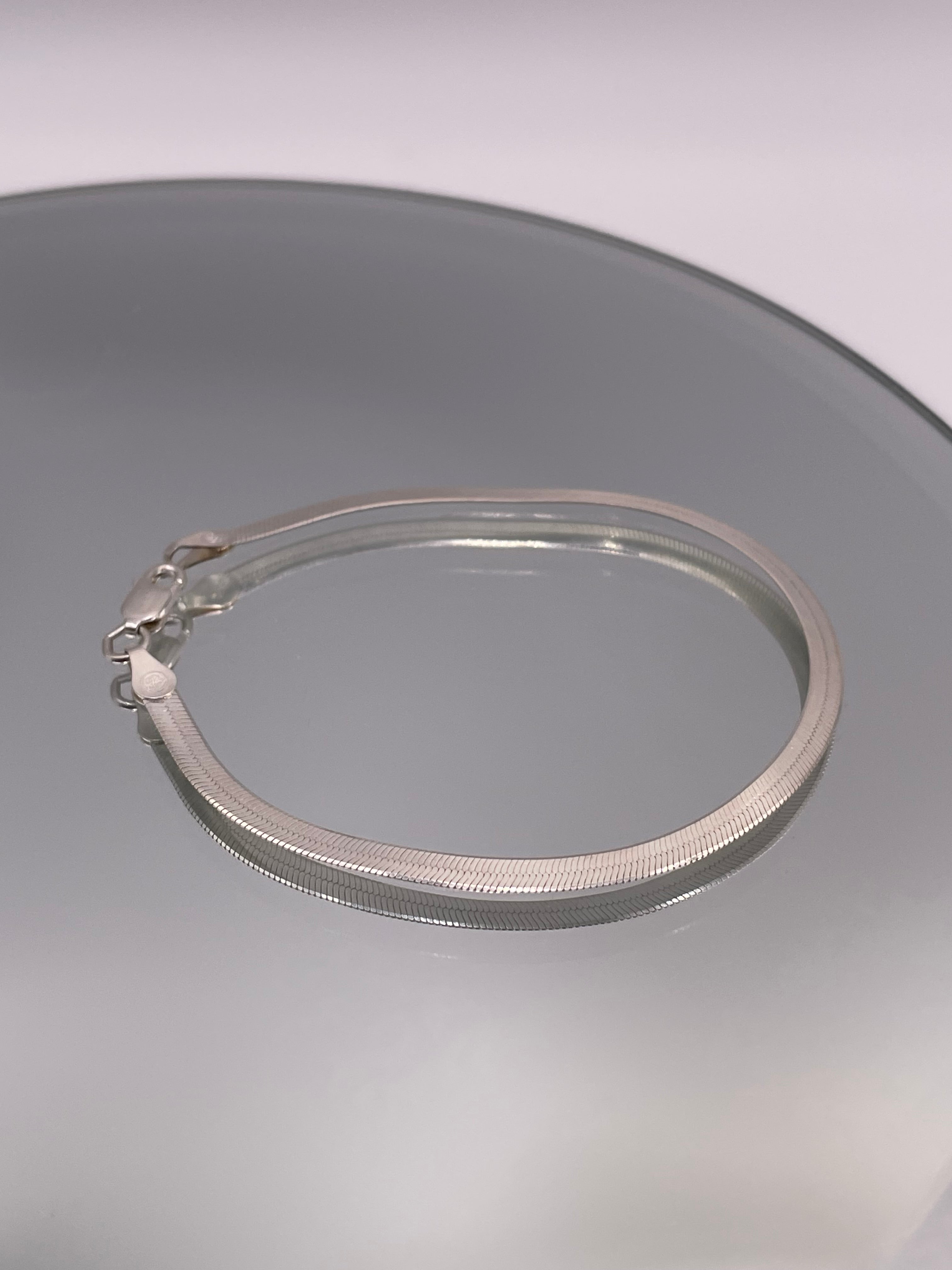 Italian Silver Minimal Herringbone Chain Bracelet