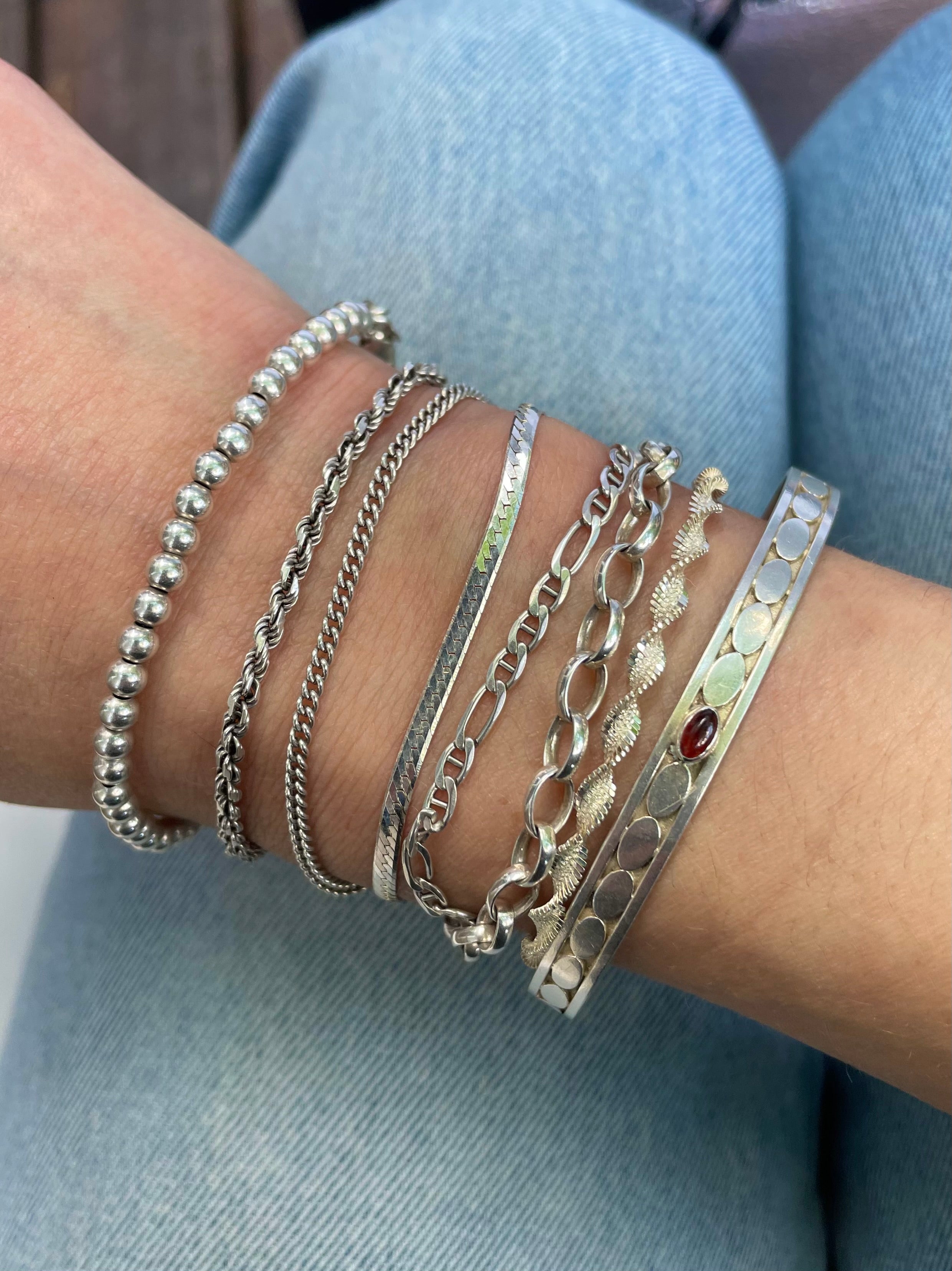 Silver Bead Stacking Bracelet