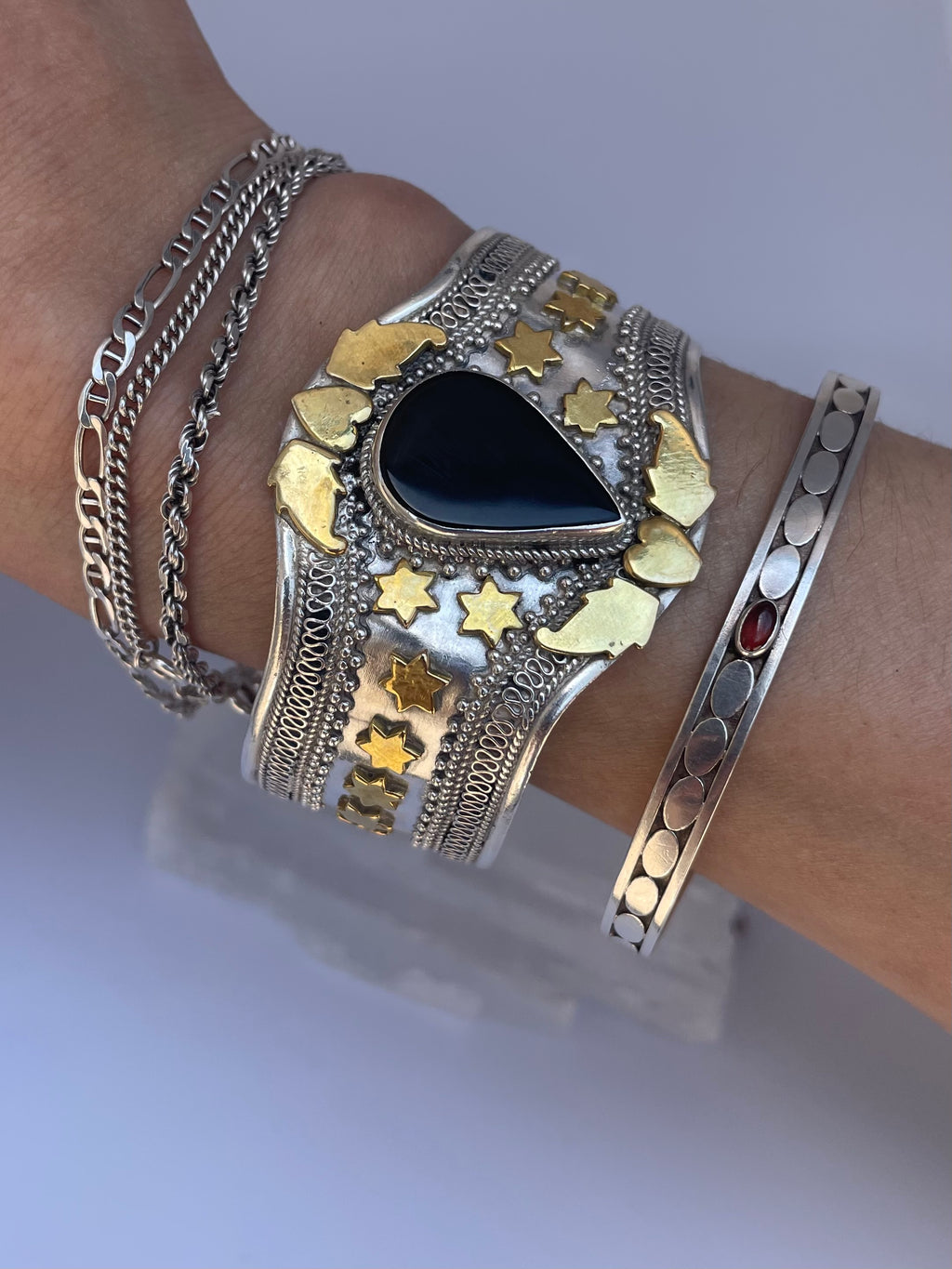 Silver + Brass Constellation Cuff