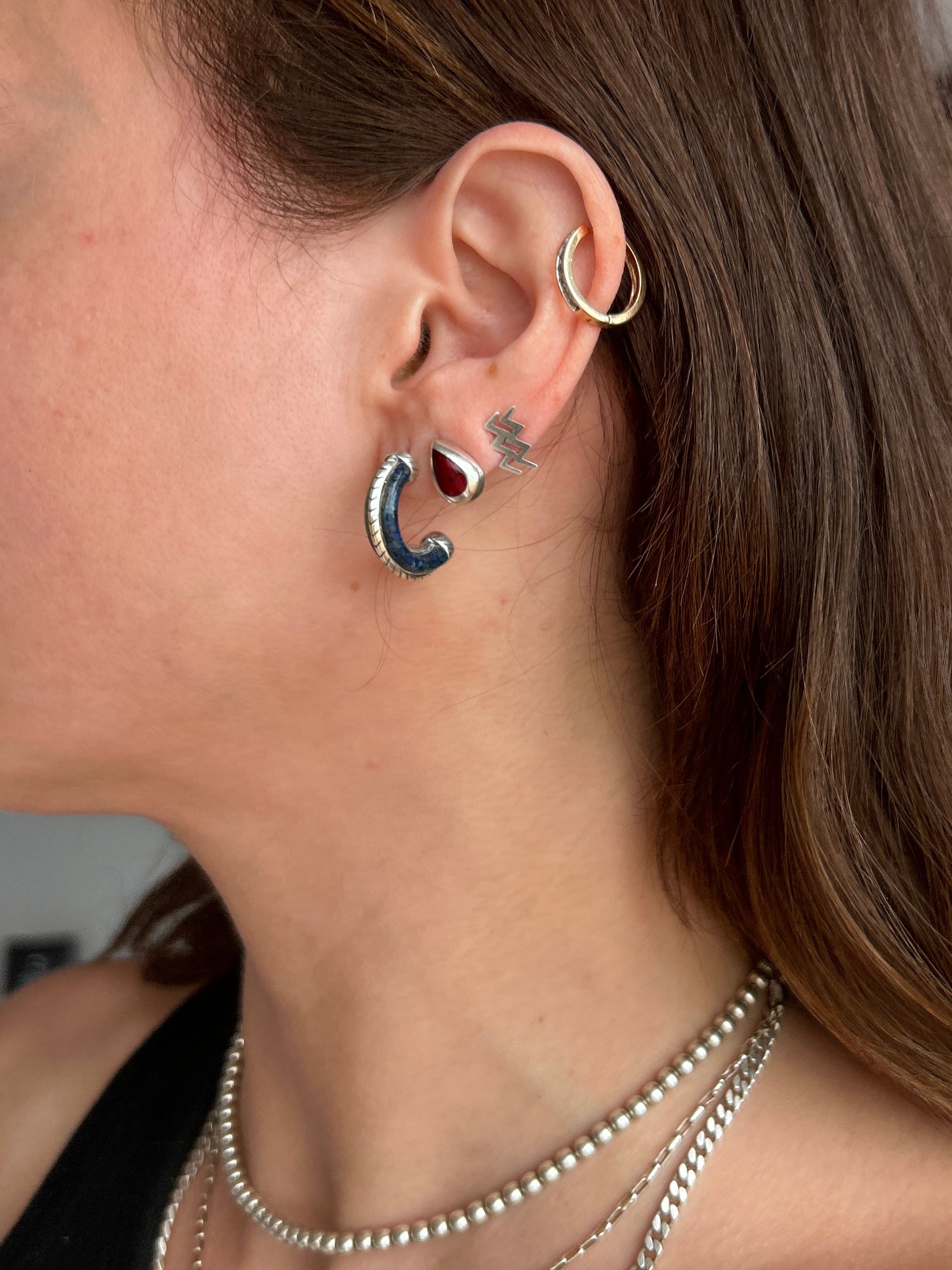 Navajo Lapis + Turquoise Inlay Earrings