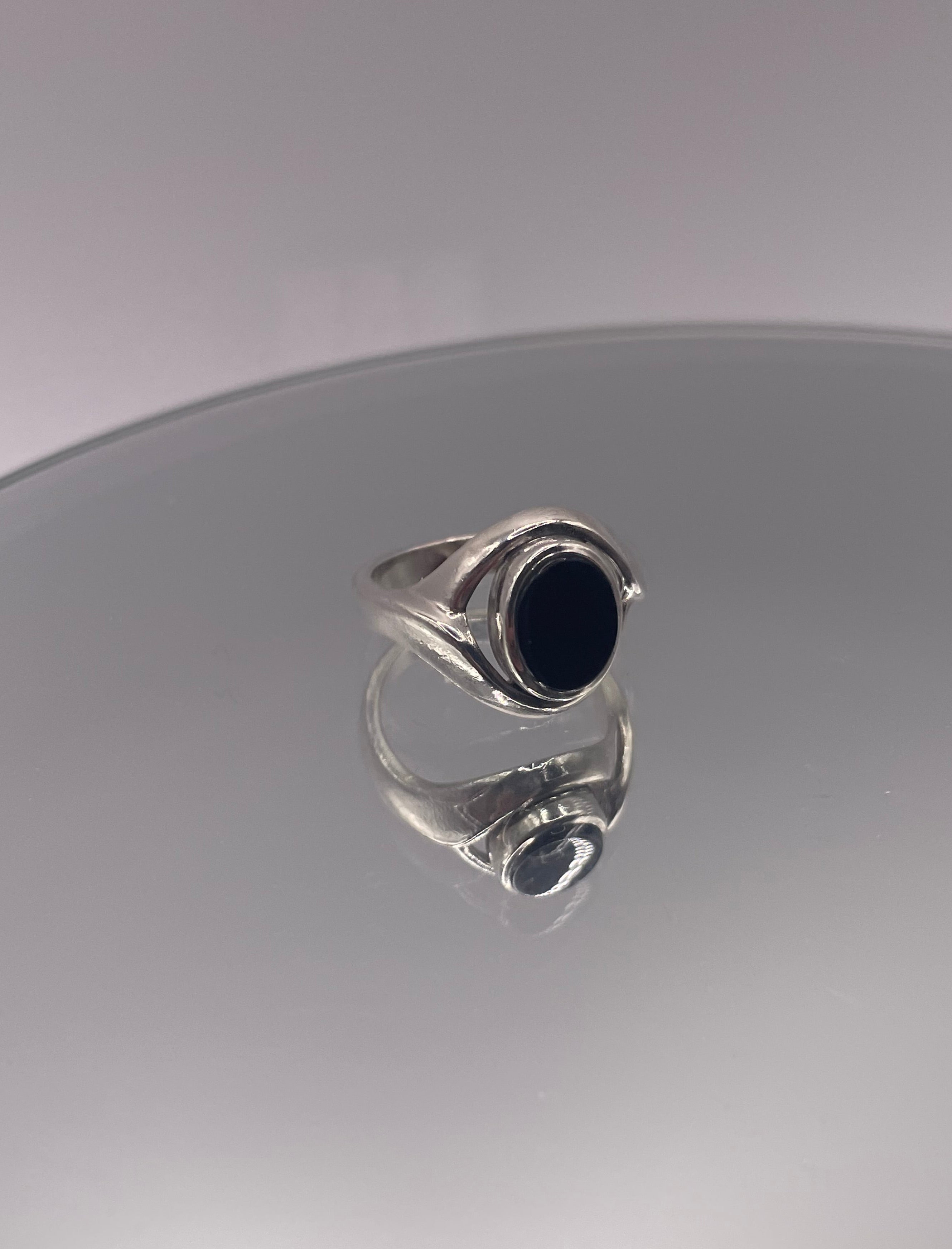 Sterling Silver Onyx Ring Oval Signet
