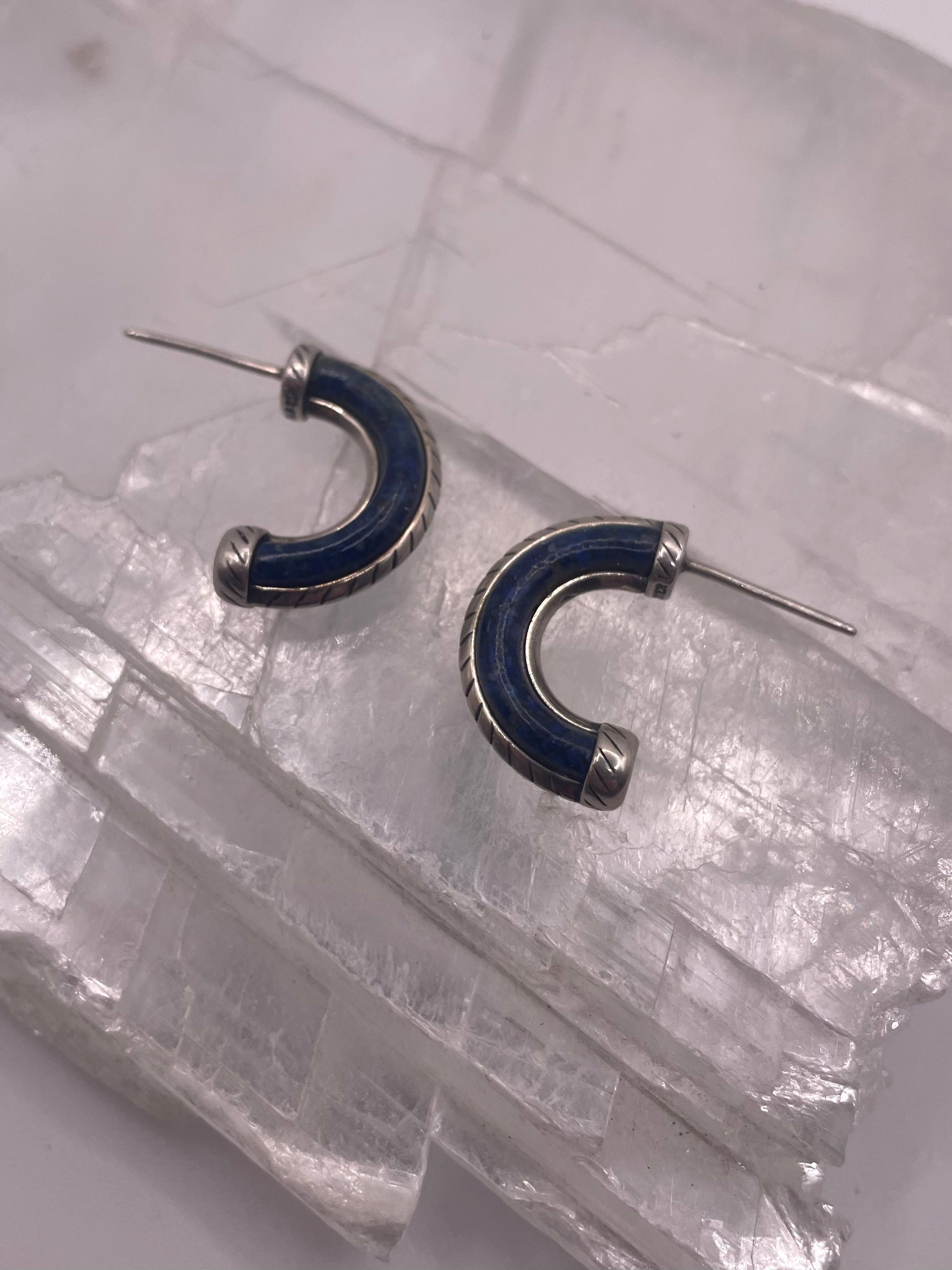 Navajo Lapis + Turquoise Inlay Earrings