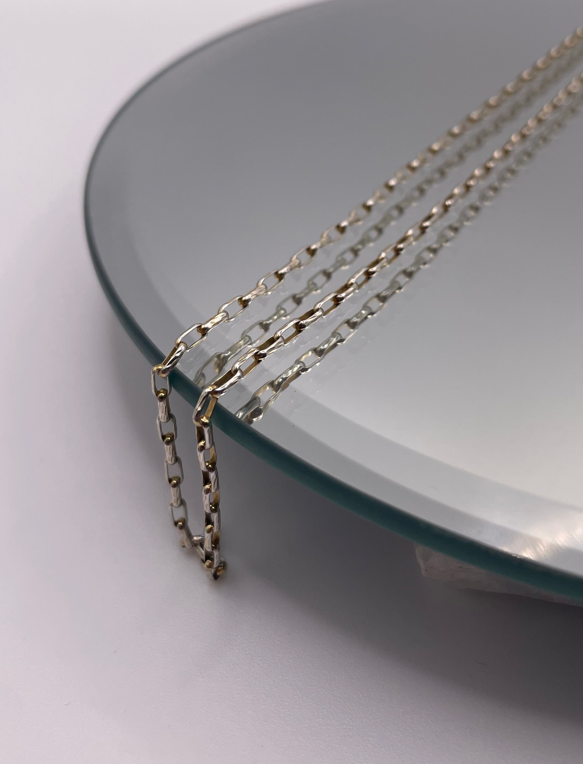 Sterling Silver Oval Link Necklace Textured Chain