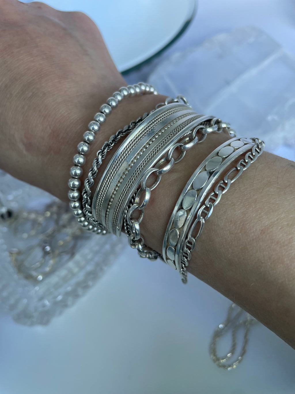 Vintage Sterling Silver Charm Link Bracelet
