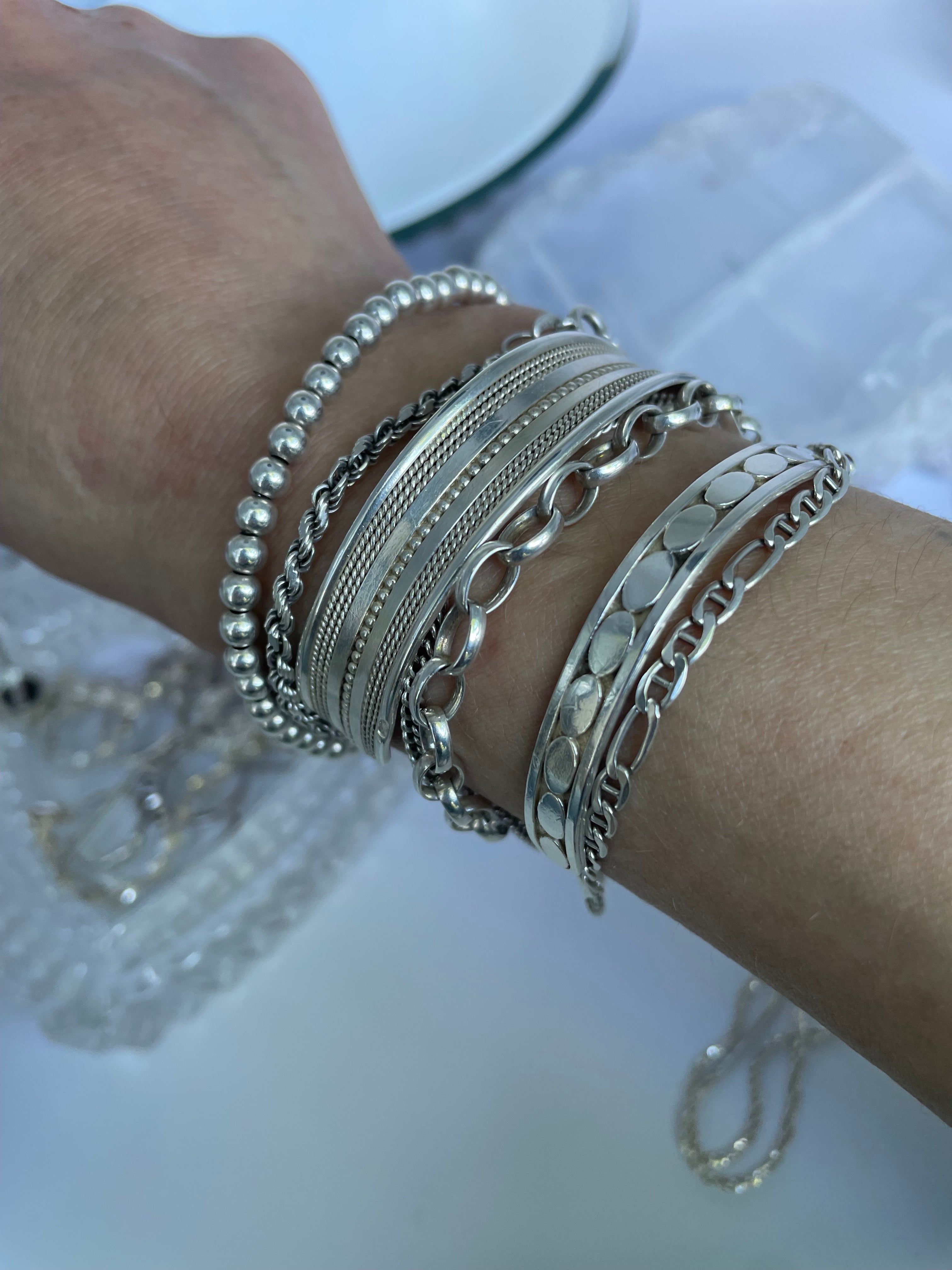 Vintage Sterling Silver Charm Link Bracelet