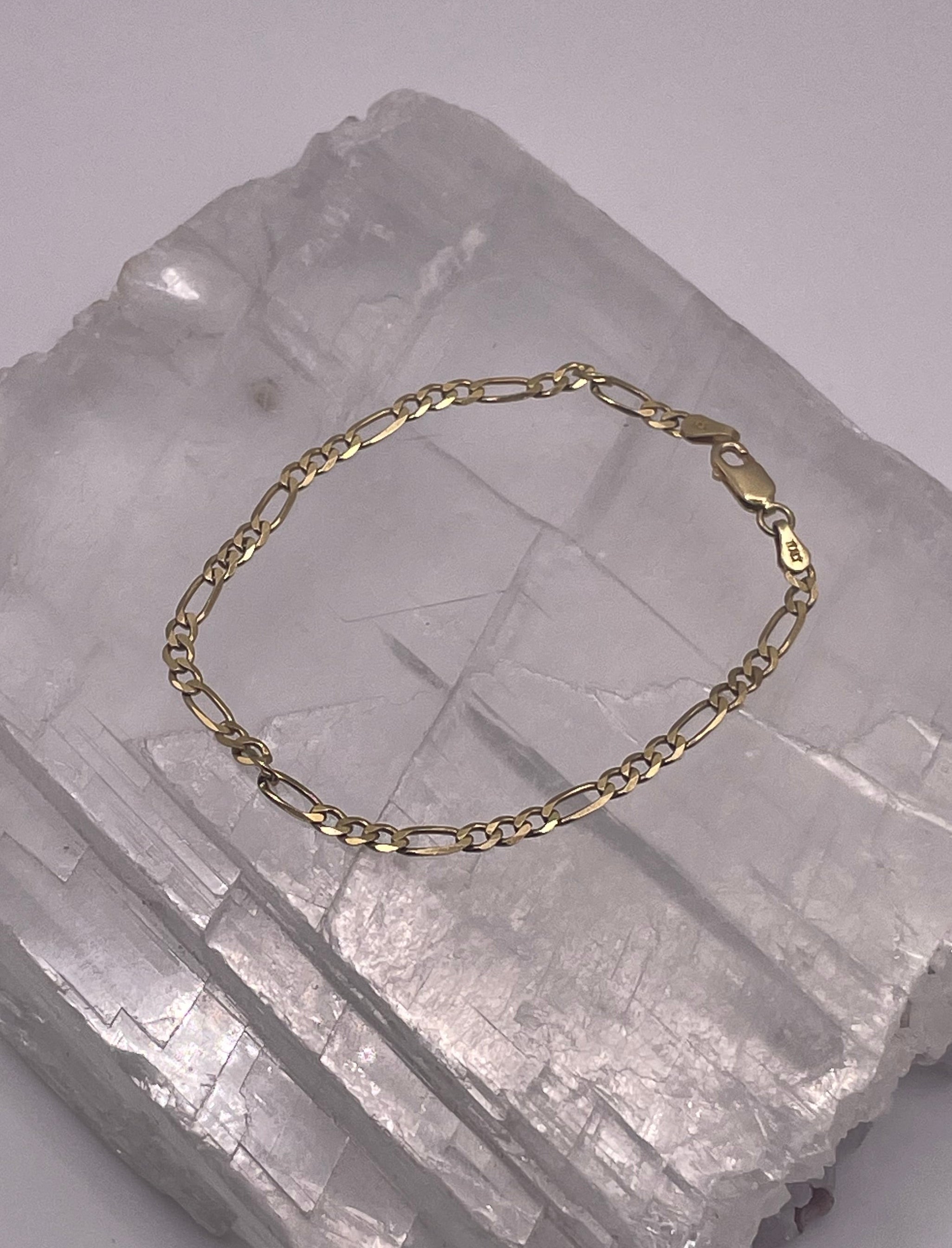 Gold Plated Sterling Silver Figaro Chain Bracelet