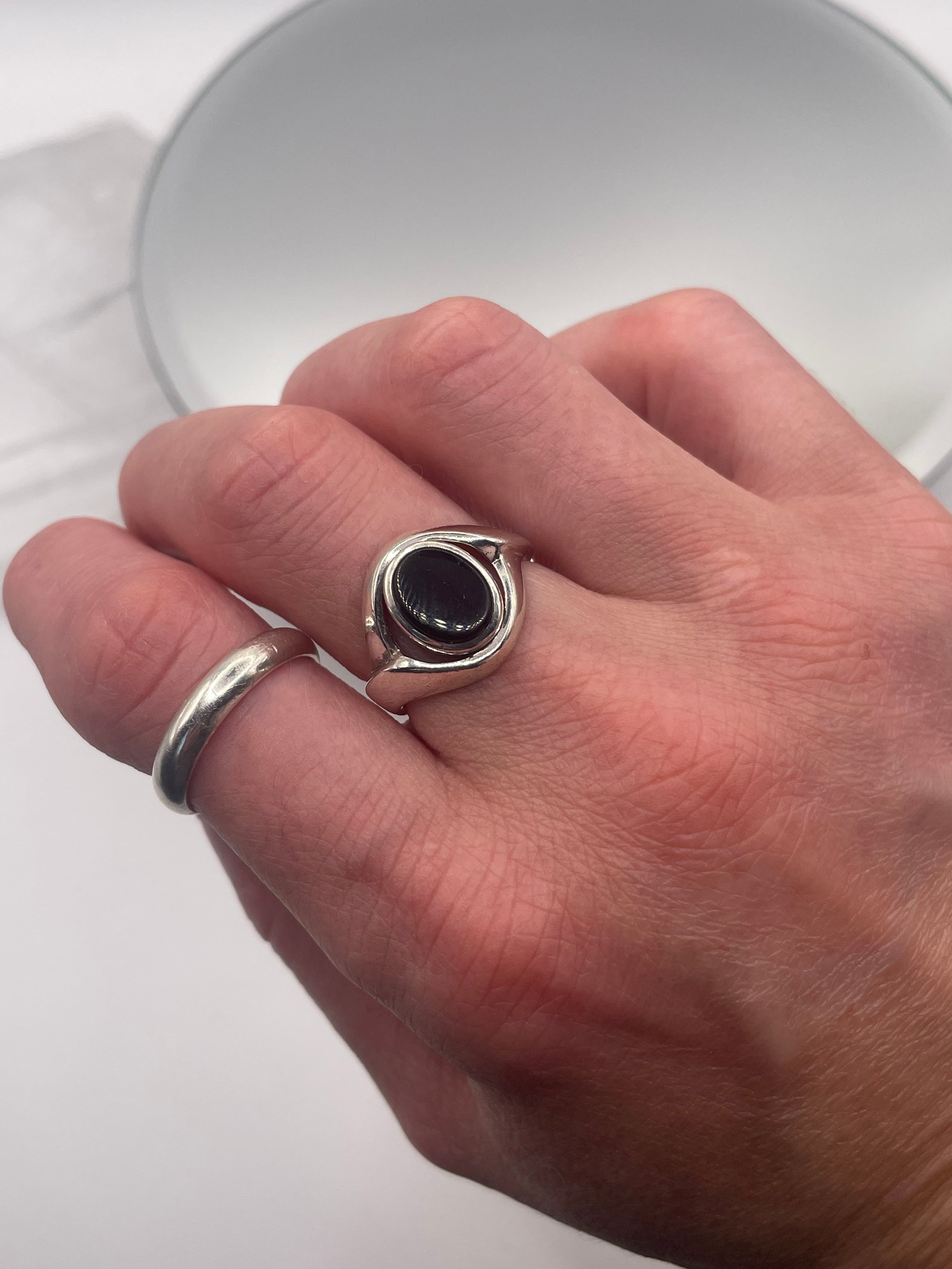 Sterling Silver Onyx Ring Oval Signet