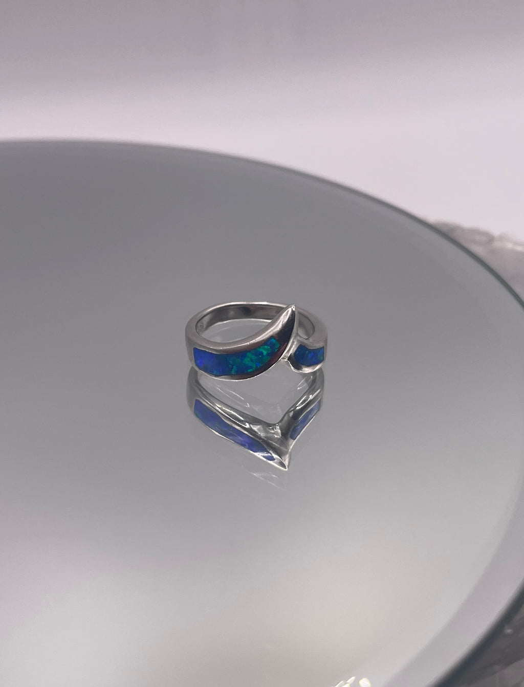 Sterling Silver Opalite Wave Inlay Ring