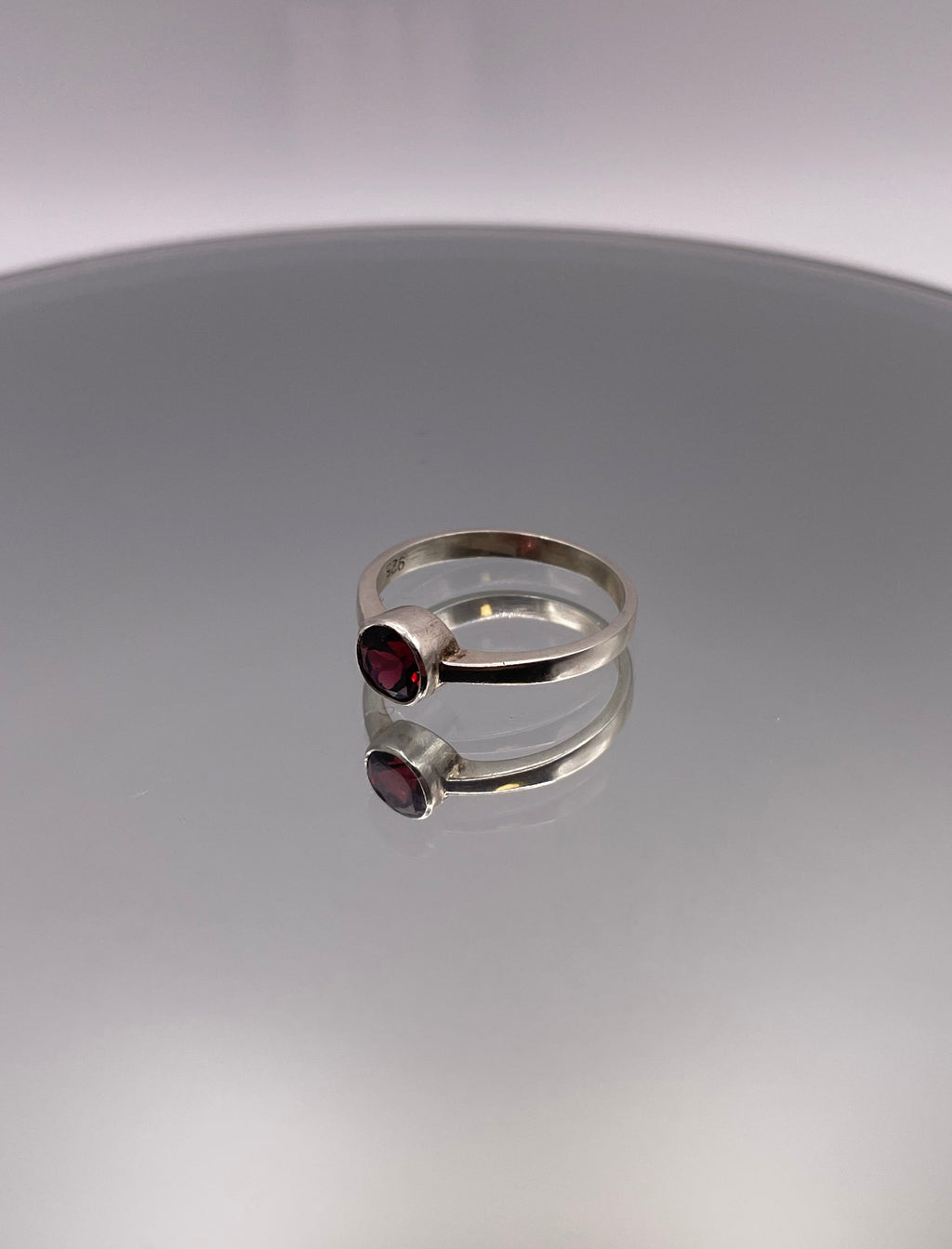 Sterling Silver Petite Garnet Ring